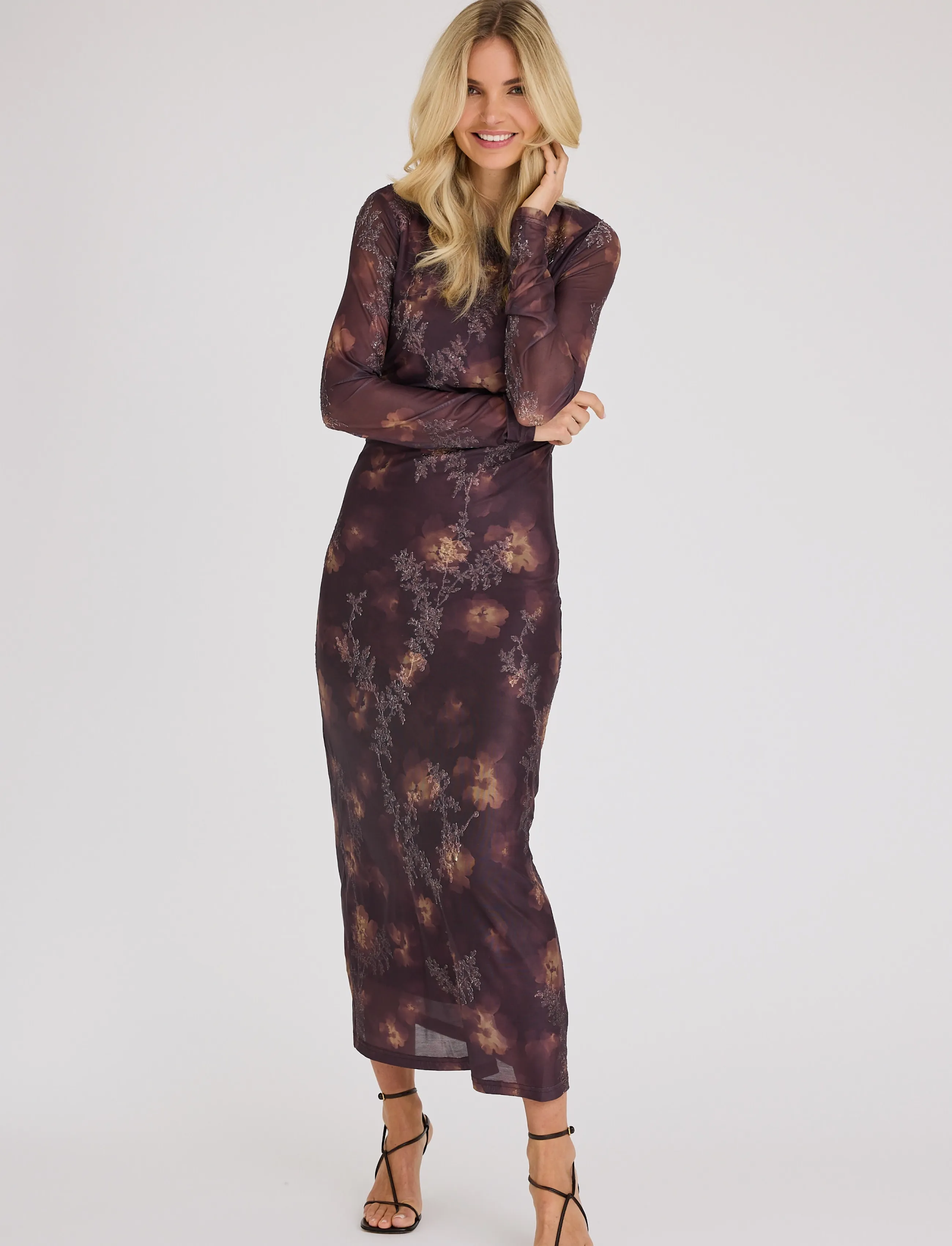 A-View Belena L/S dress - Klänningar - BROWN/SAND / brown