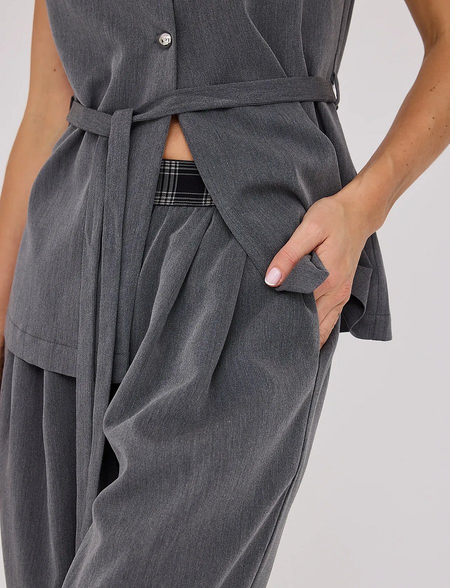 A-View - Anabrit pants - hosen mit weitem bein - dark grey - 4