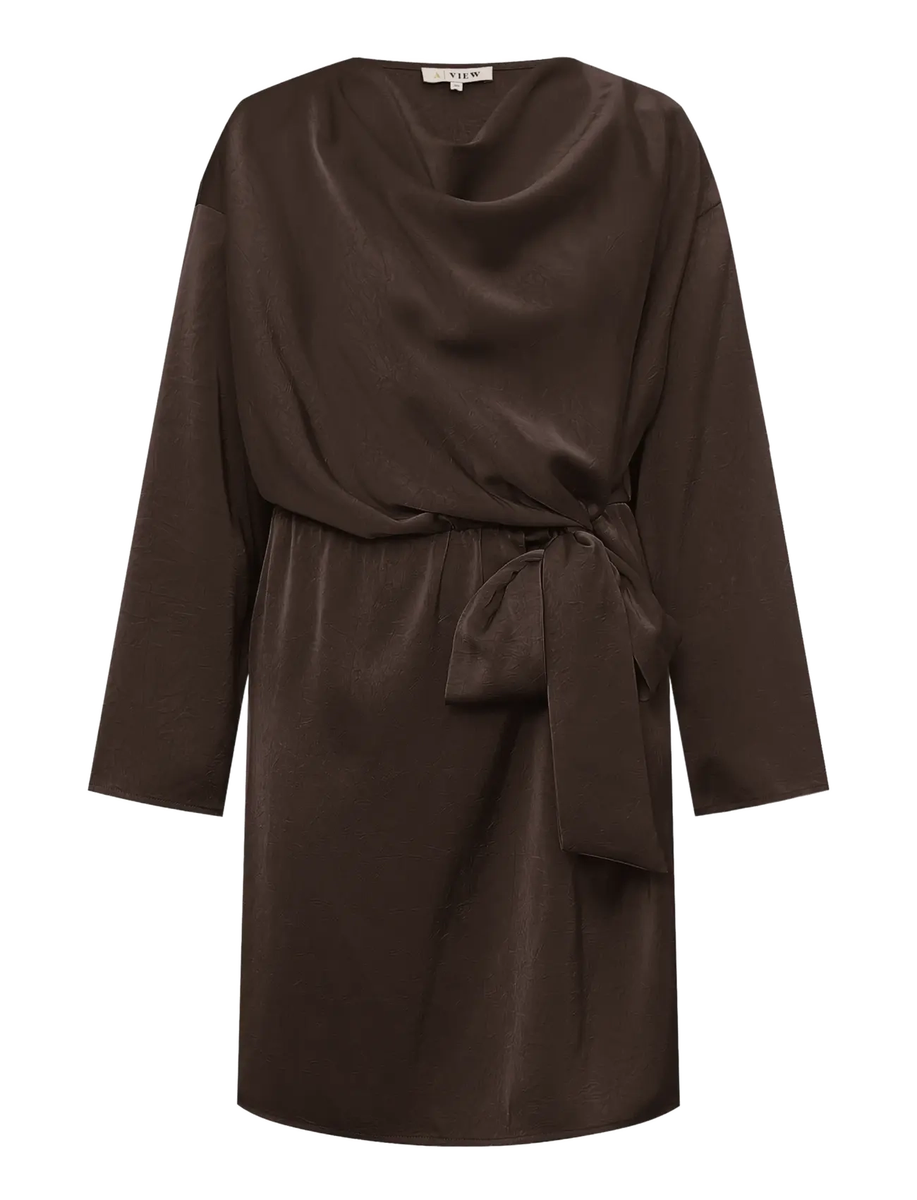 A-View Sinda drape dress - Short Dresses - DARK BROWN / brown