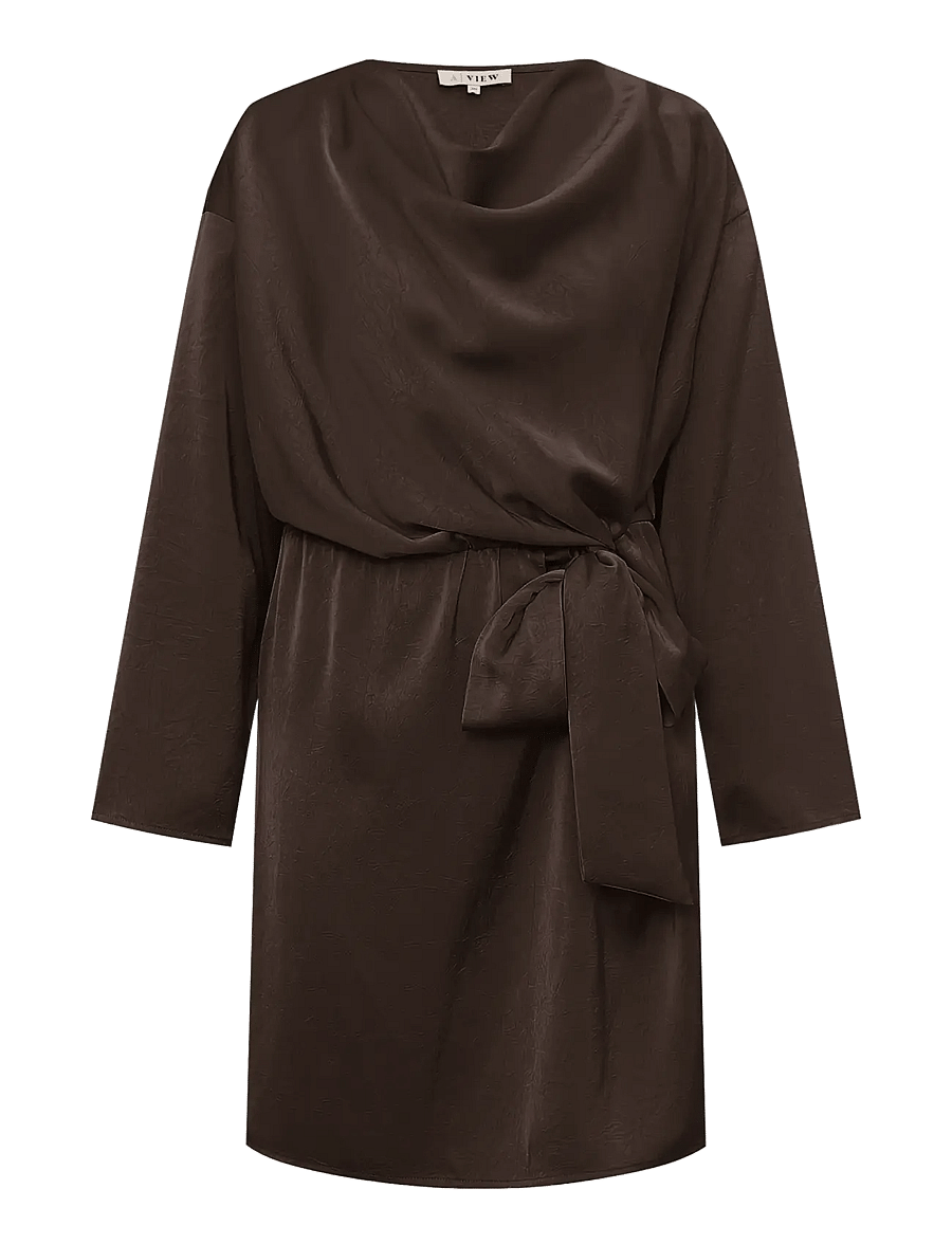 A-View - Sinda drape dress - kurze kleider - dark brown - 0
