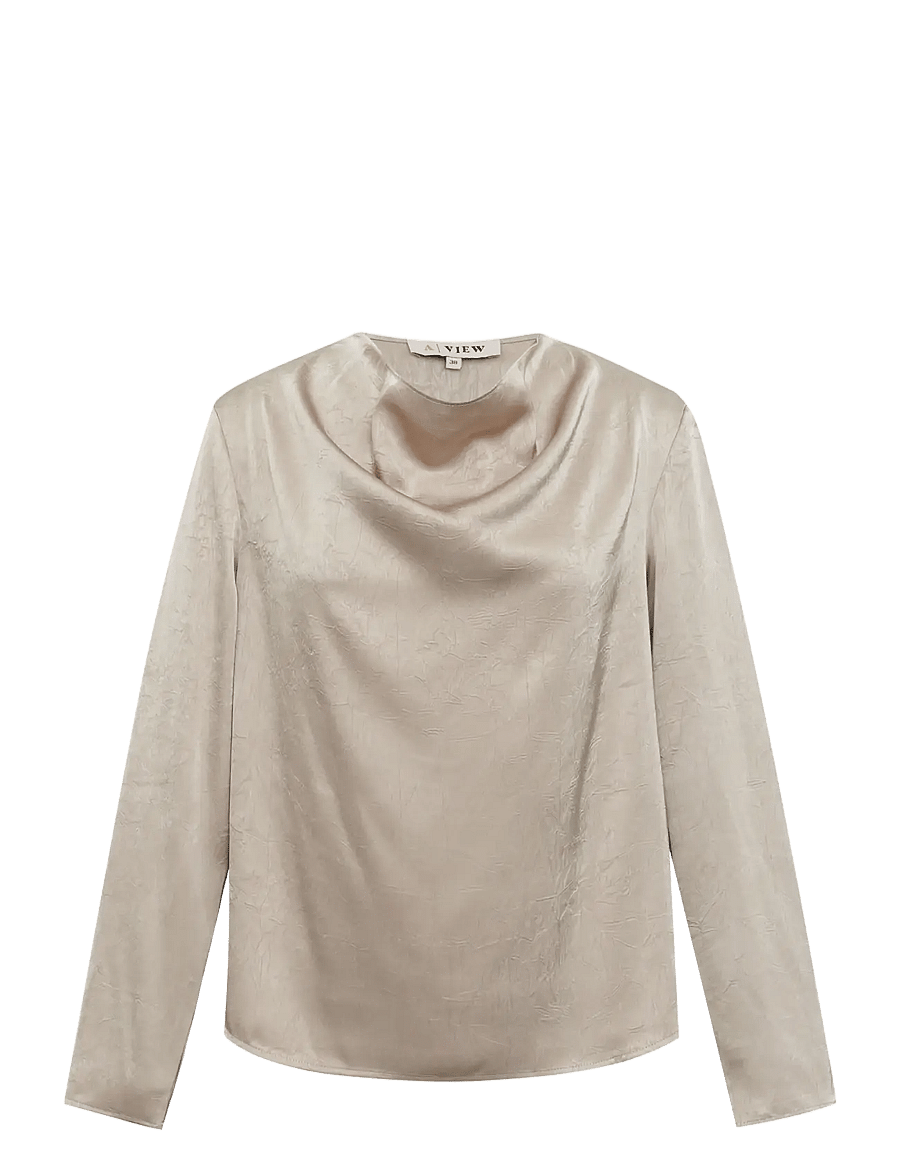 A-View - Sinda drape blouse - langärmelige blusen - champagne - 0
