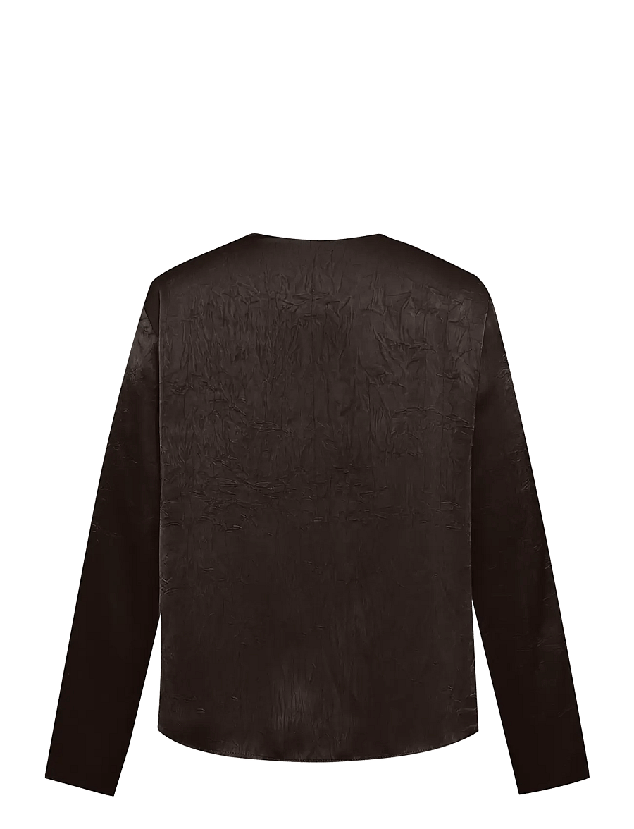 A-View - Sinda drape blouse - langärmelige blusen - dark brown - 2
