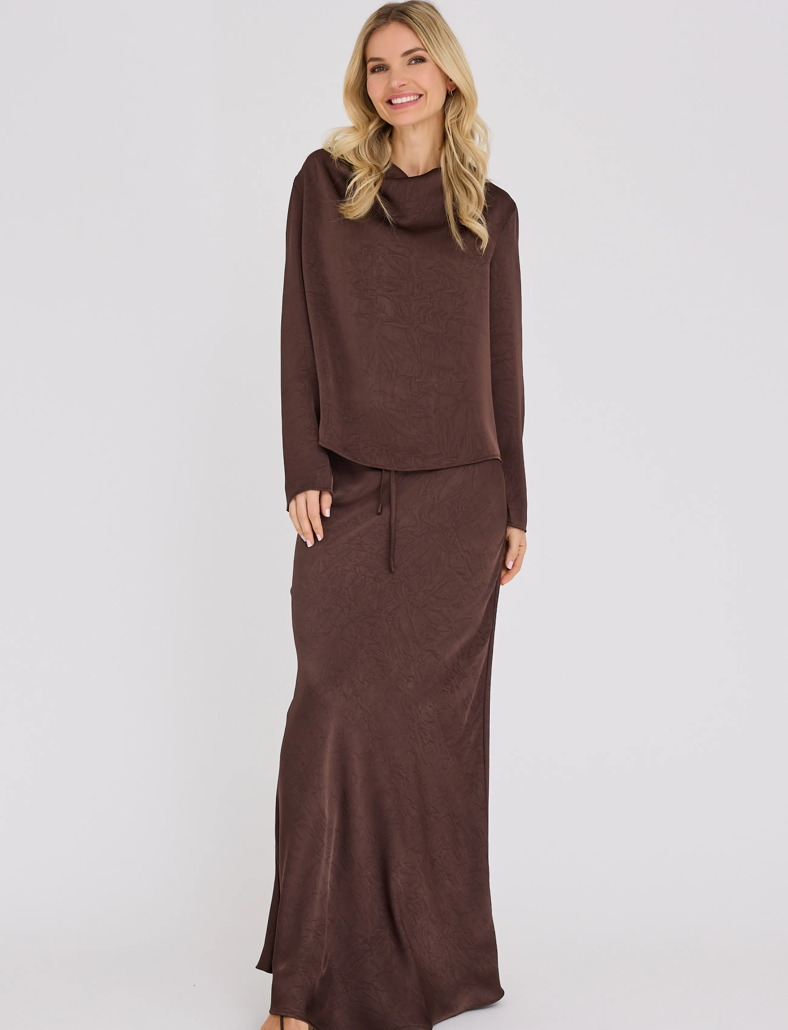 A-View - Sinda drape blouse - dark brown - 3