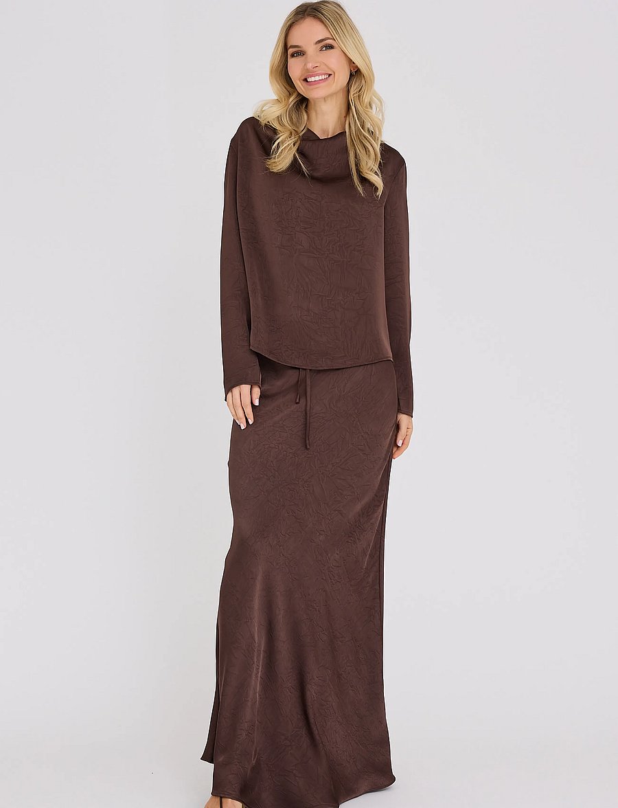 A-View - Sinda drape blouse - langärmelige blusen - dark brown - 3