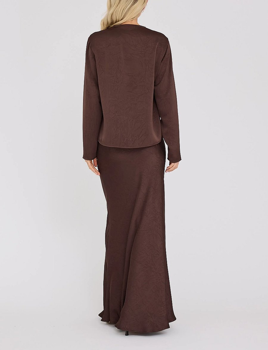 A-View - Sinda drape blouse - langärmelige blusen - dark brown - 4