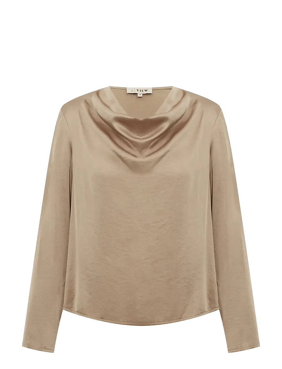 A-View - Sinda drape blouse - langärmelige blusen - almond - 1
