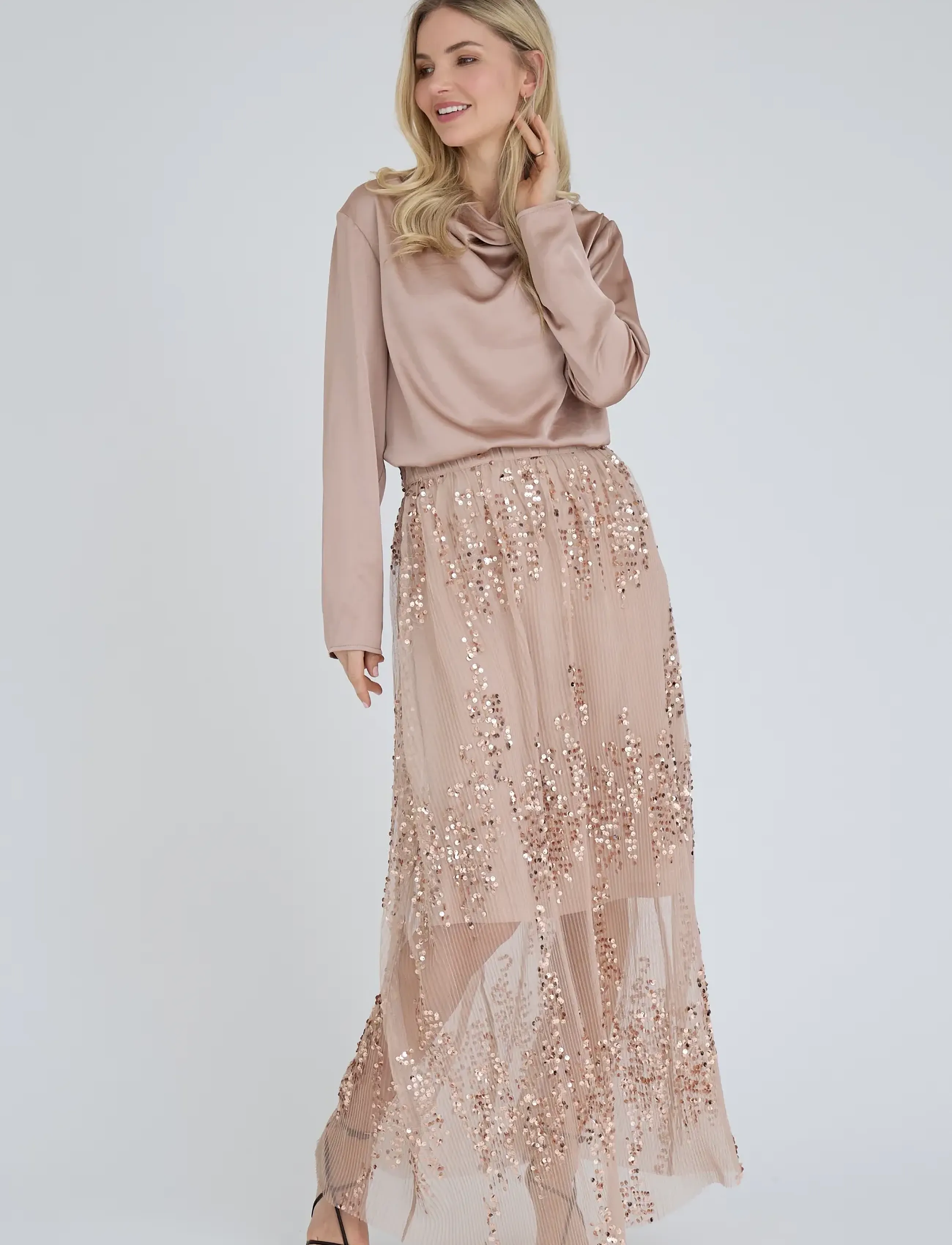A-View Sinda Drape Blouse, Damen, Drapierte Bluse, Beige, Gr.42