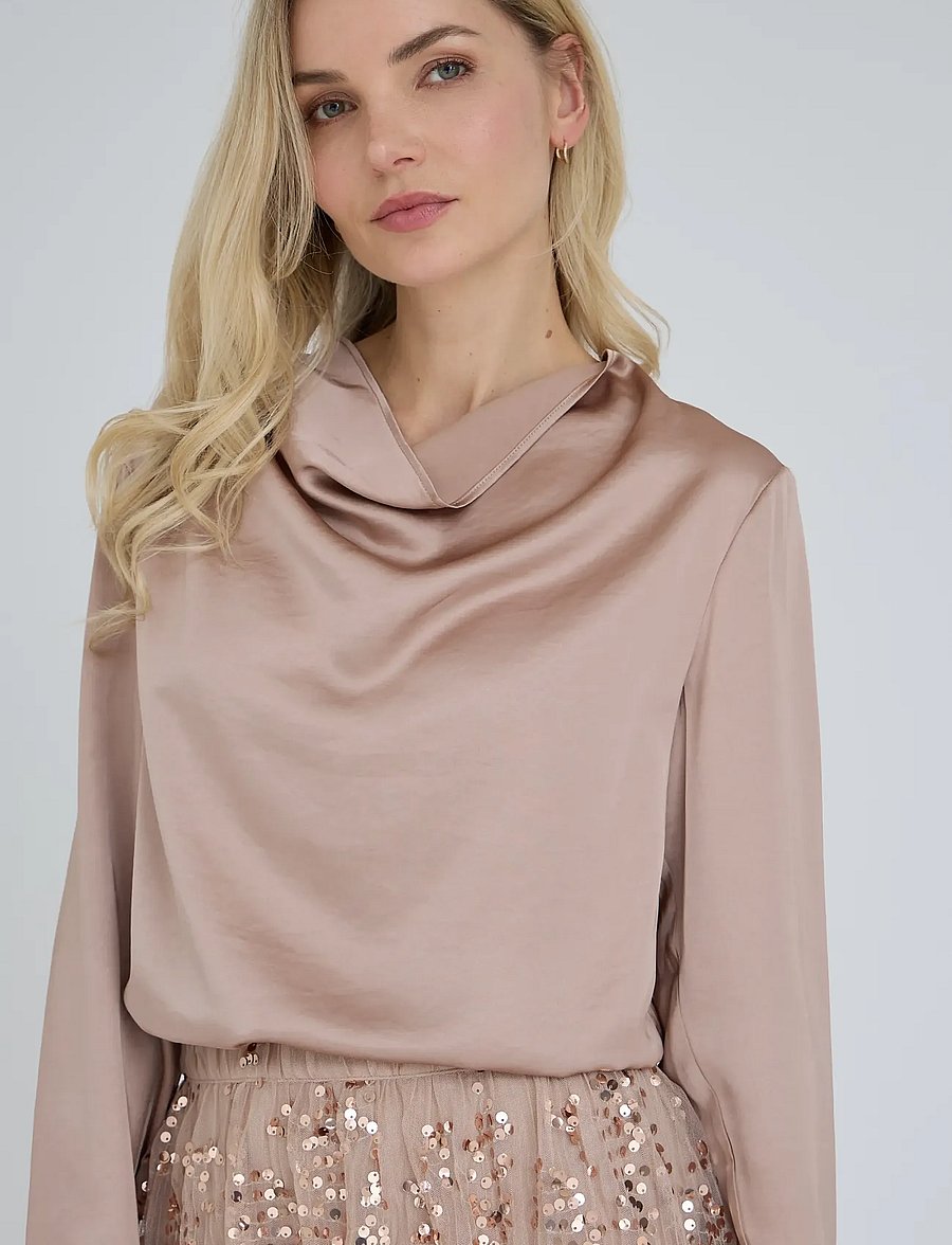 A-View - Sinda drape blouse - langärmelige blusen - almond - 4