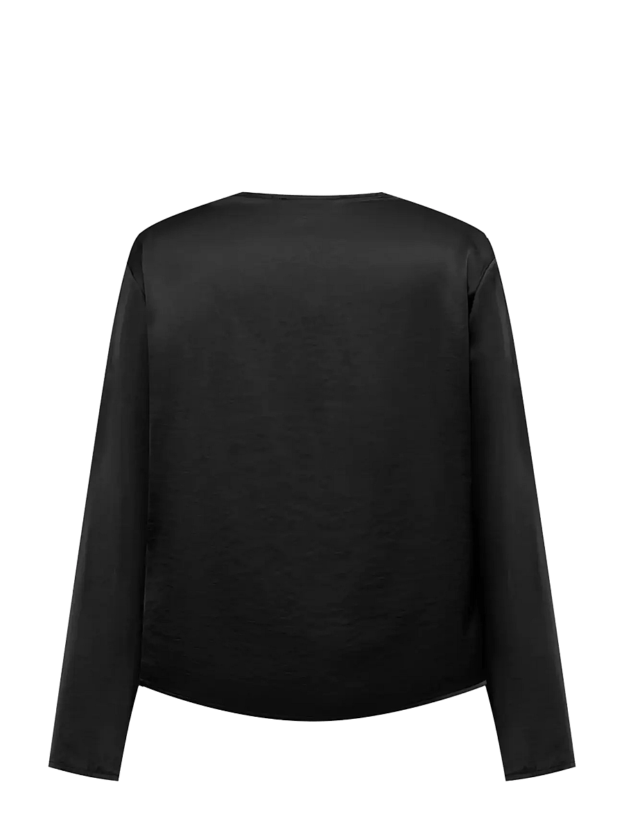 A-View - Sinda drape blouse - langærmede bluser - black - 1