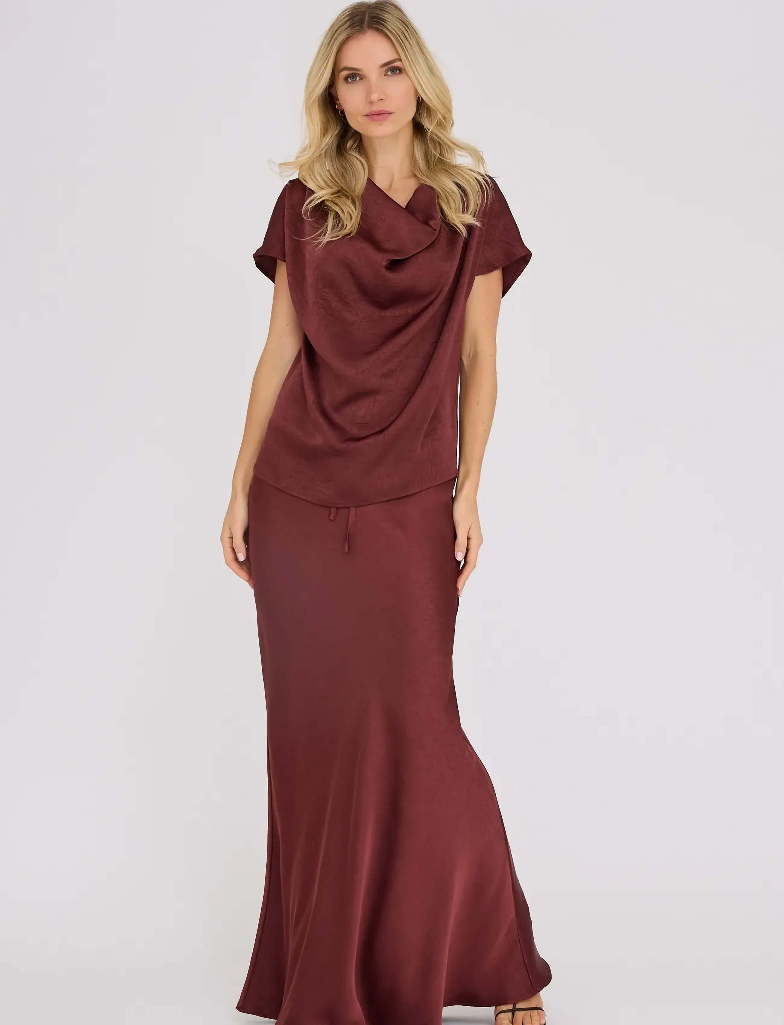 A-View Sinda Drape Top, 40, Burgundy, Bluser > Kortærmede, Dame
