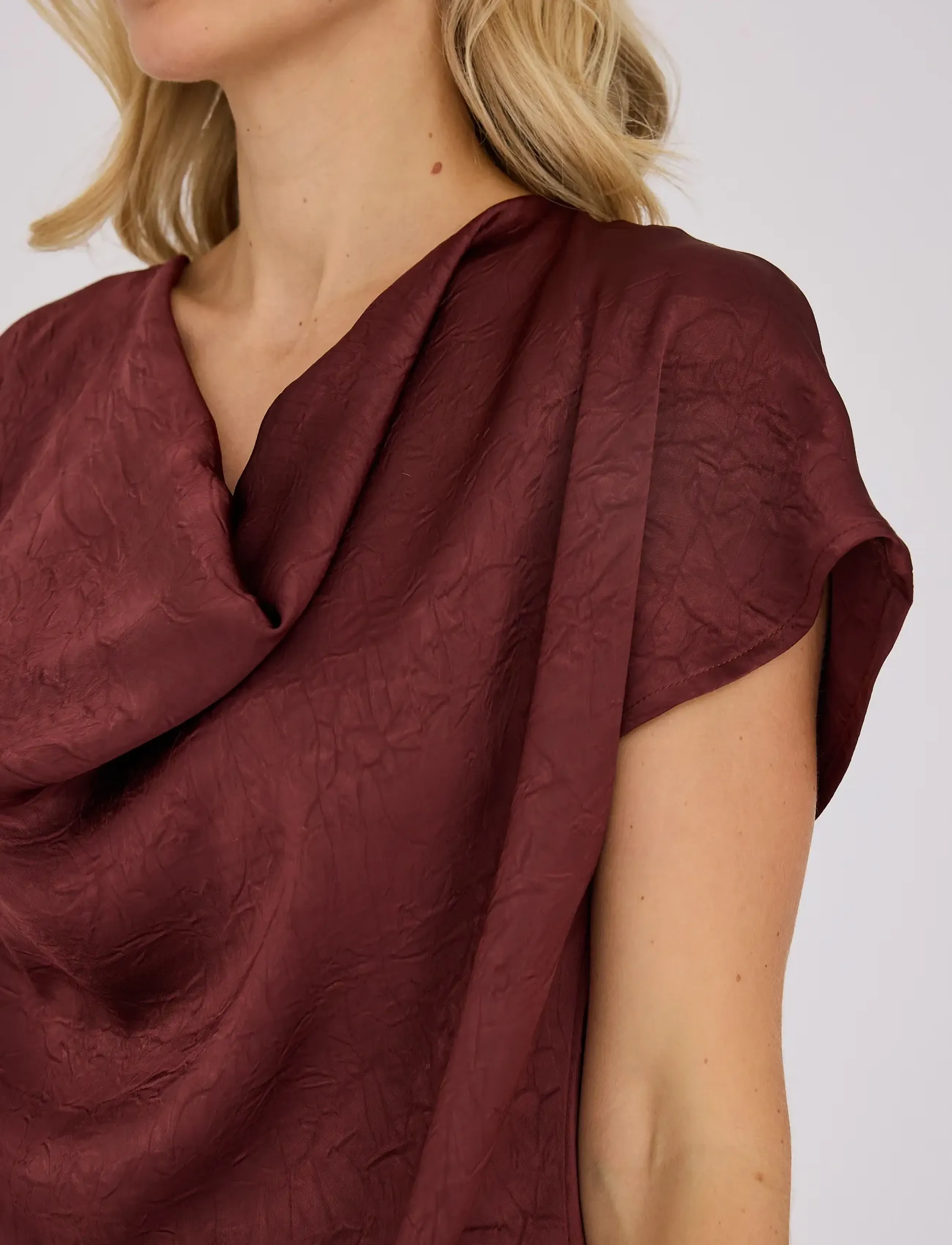 A-View - Sinda drape top - deep burgundy - 5