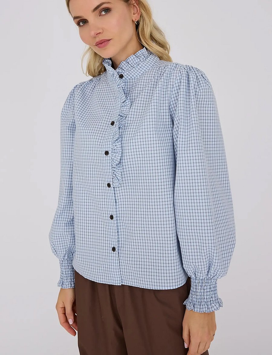 A-View - Clova check shirt - langärmlige hemden - light blue - 0