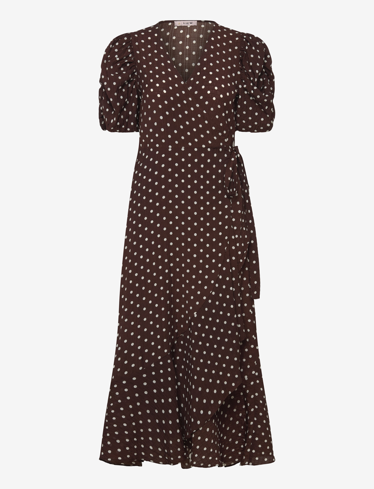 A-View - Sinda dot dress - slå-om-kjoler - brown with white dots - 0