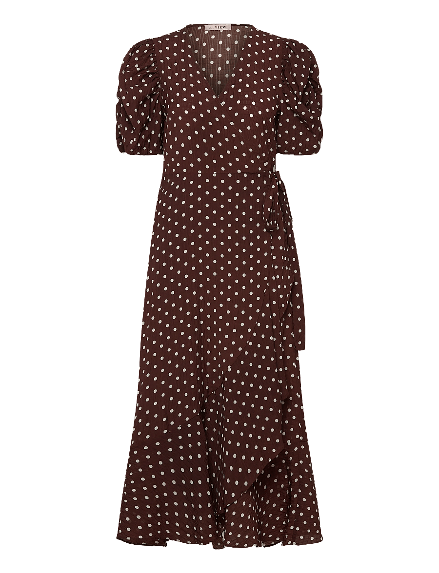A-View - Sinda dot dress - hõlmikkleidid - brown with white dots - 0