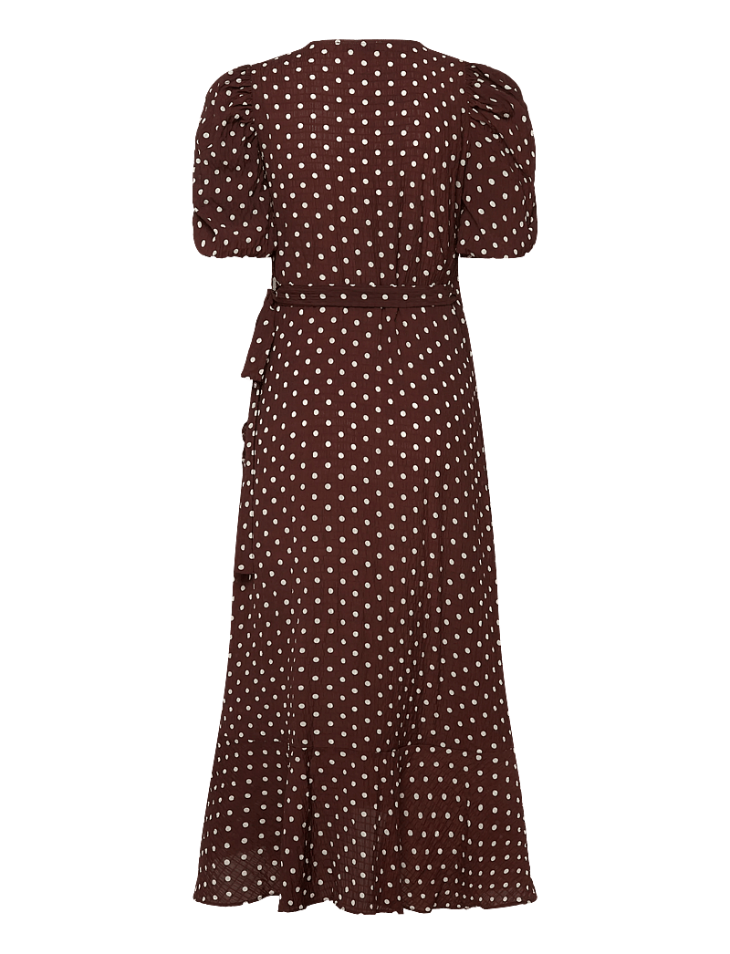 A-View - Sinda dot dress - slå-om-kjoler - brown with white dots - 1