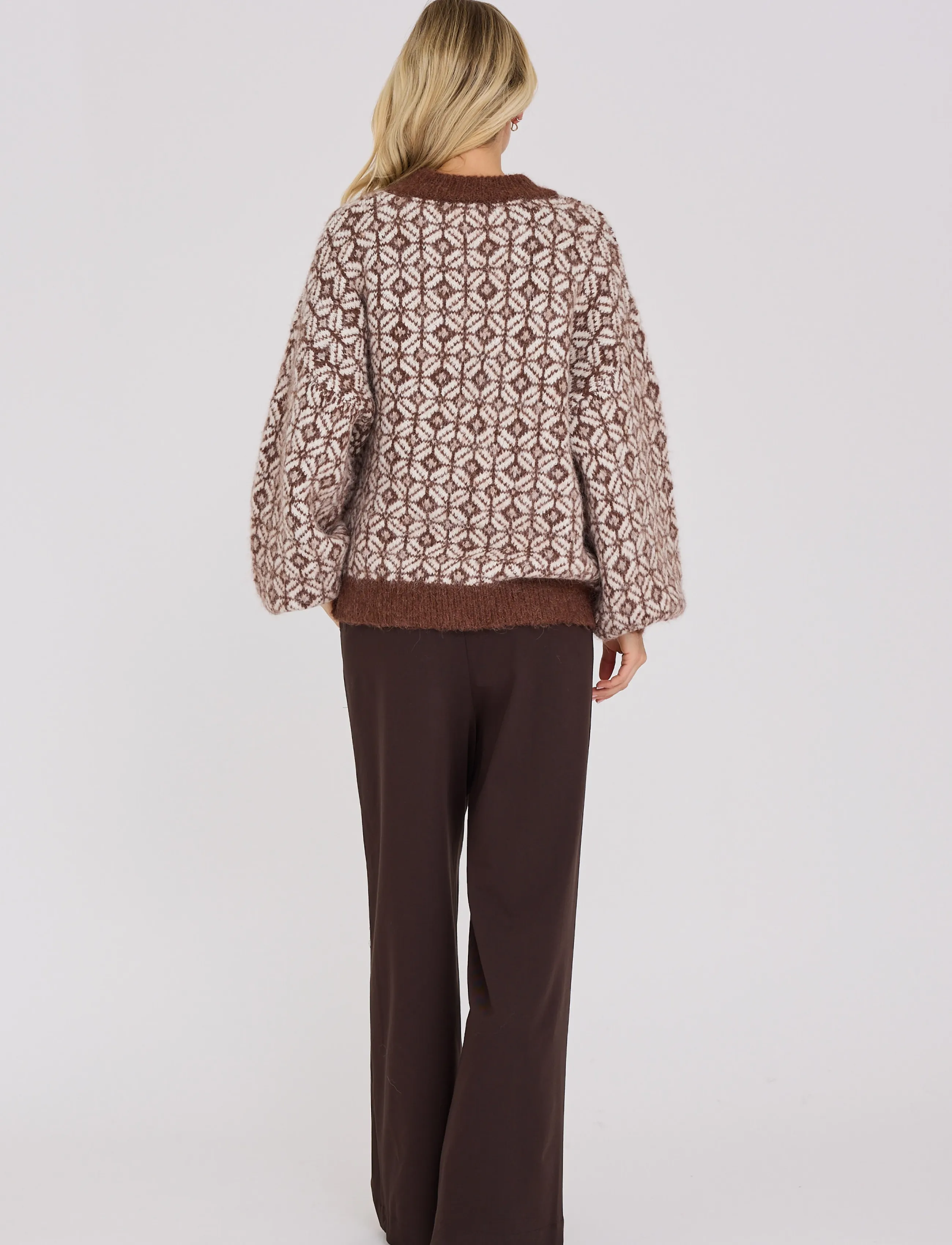 A-View - stavanger knit pullover - jumpers - cream/brown - 3