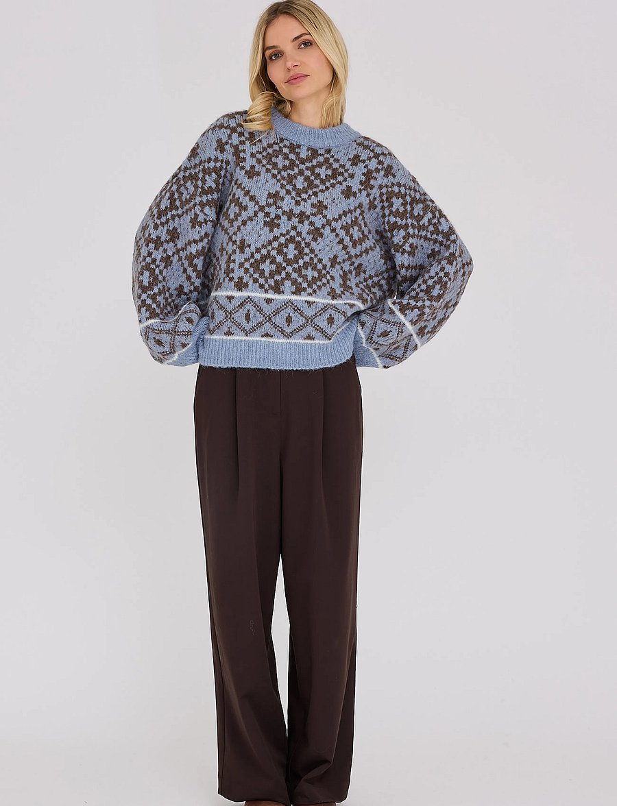 A-View - Luxana knit pullover - striktrøjer - brown/blue - 0
