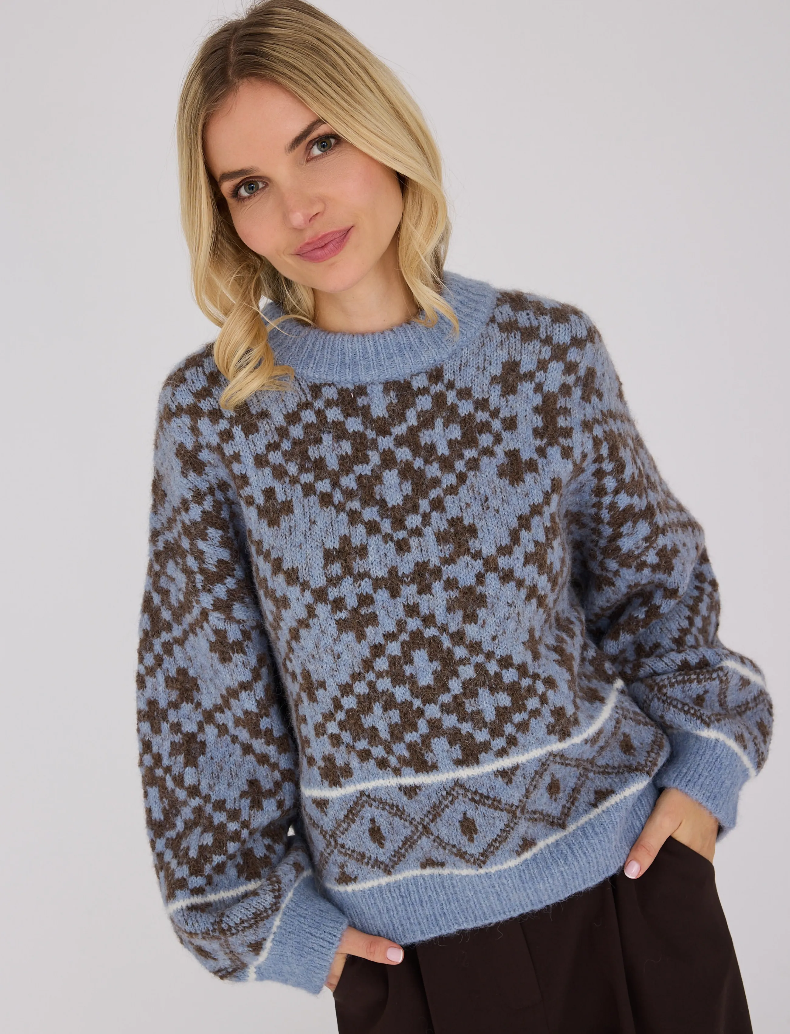 A-View - Luxana knit pullover - striktrøjer - brown/blue - 4