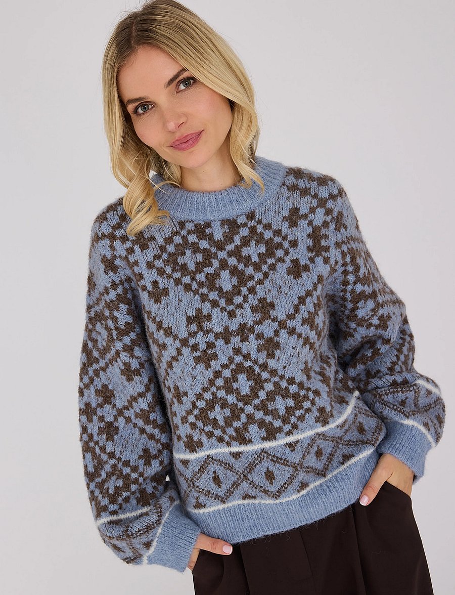 A-View - Luxana knit pullover - striktrøjer - brown/blue - 4