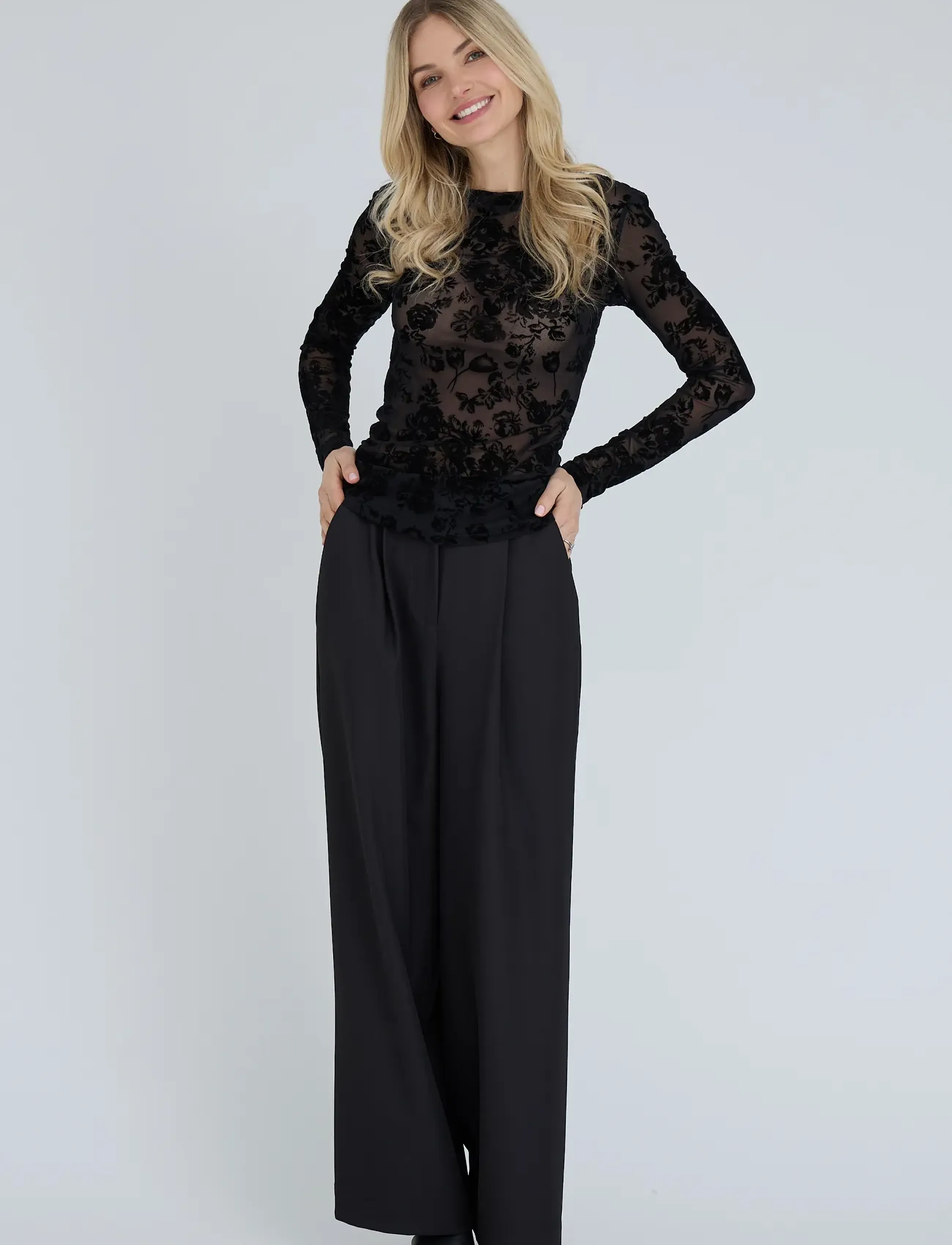 A-View - Silke blouse - långärmade blusar - black - 0