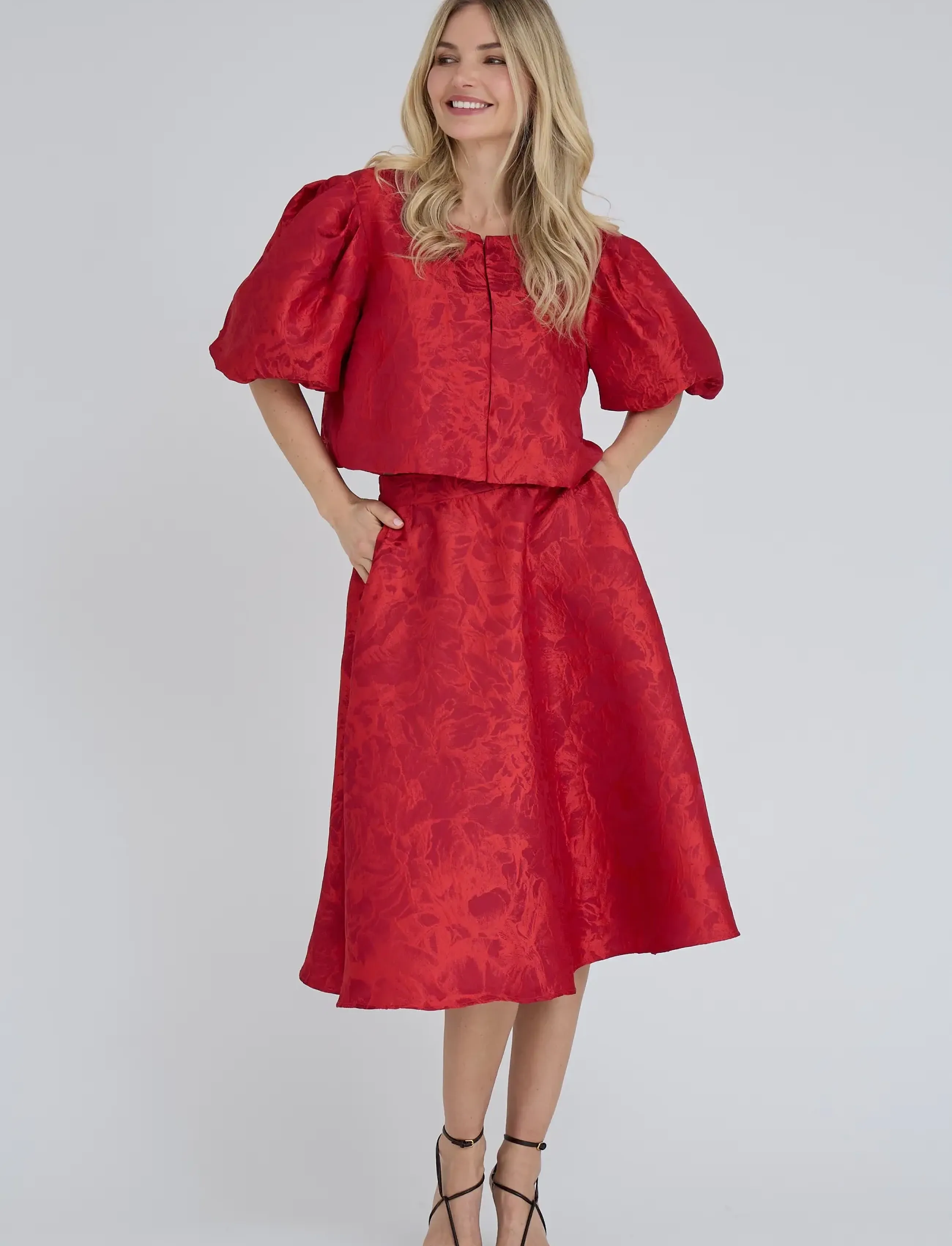A-View - Kora skirt - midi nederdele - rush red - 4