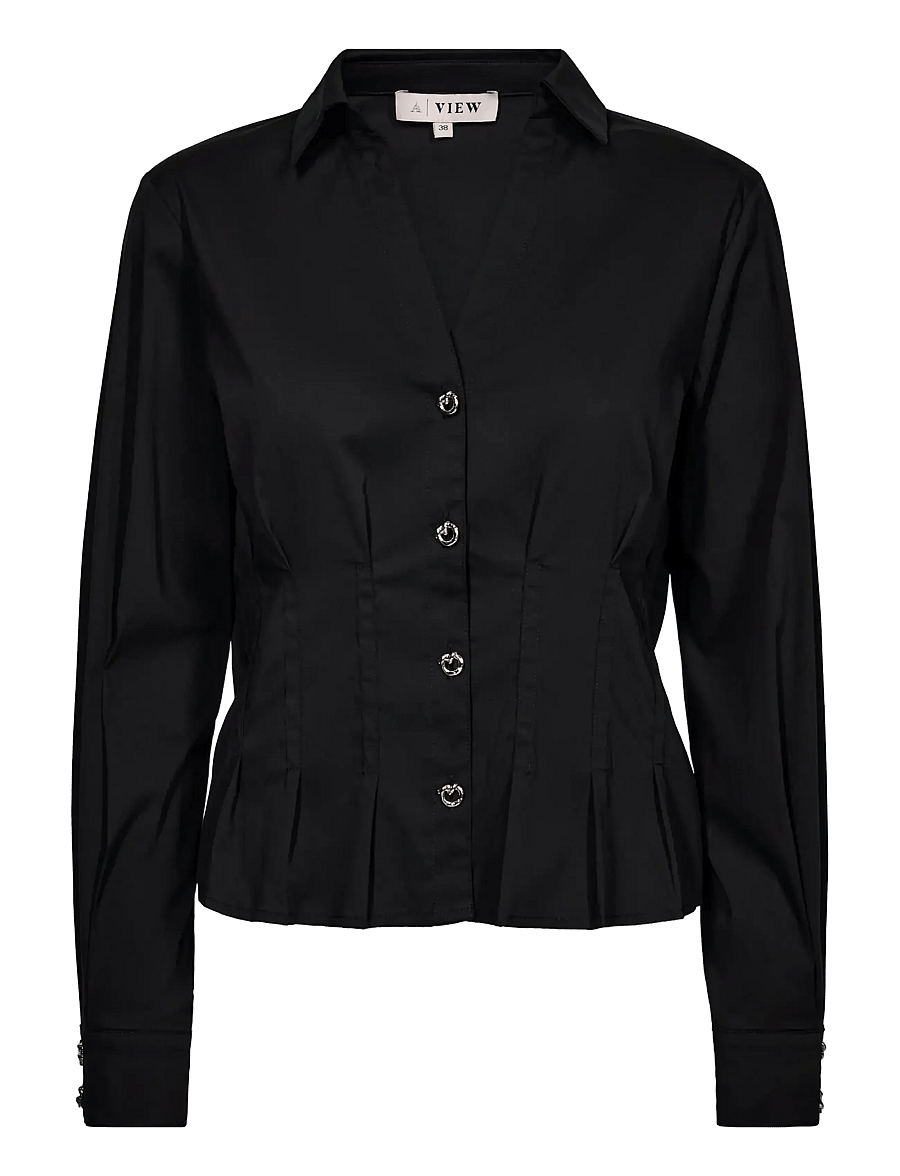 A-View - Andrine shirt - langærmede skjorter - black - 1