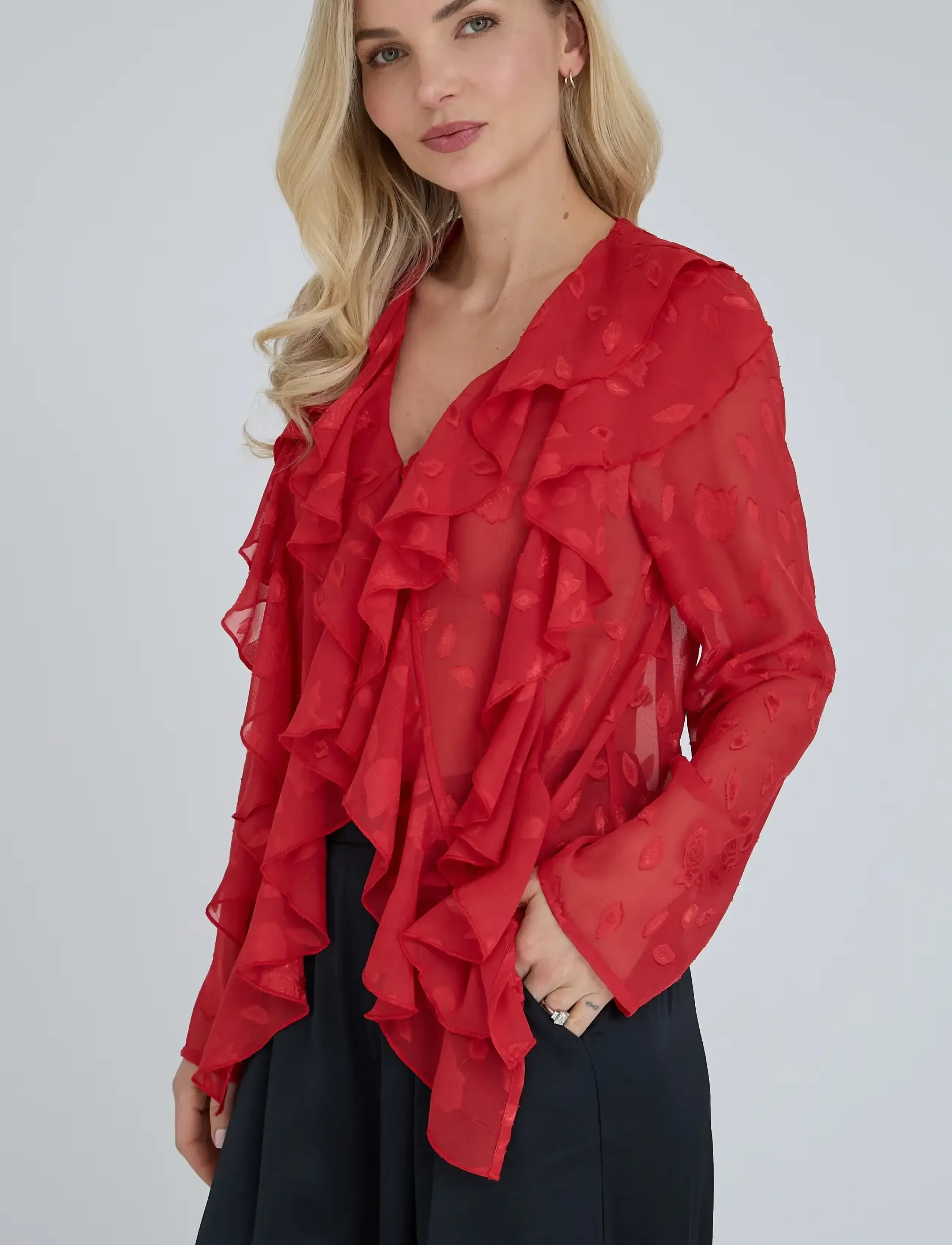 A-View - Lay blouse - långärmade blusar - rush red - 4