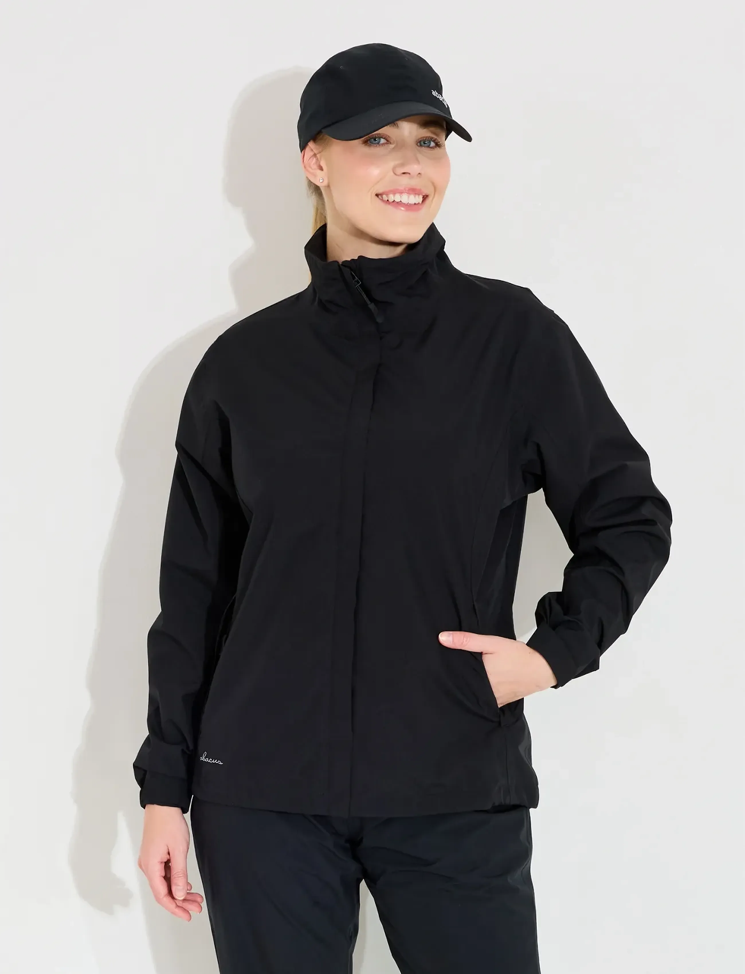 Abacus Lds Links Stretch Rainjacket, Kvinder, Stretch Regnjakke, Sort, Str: XS