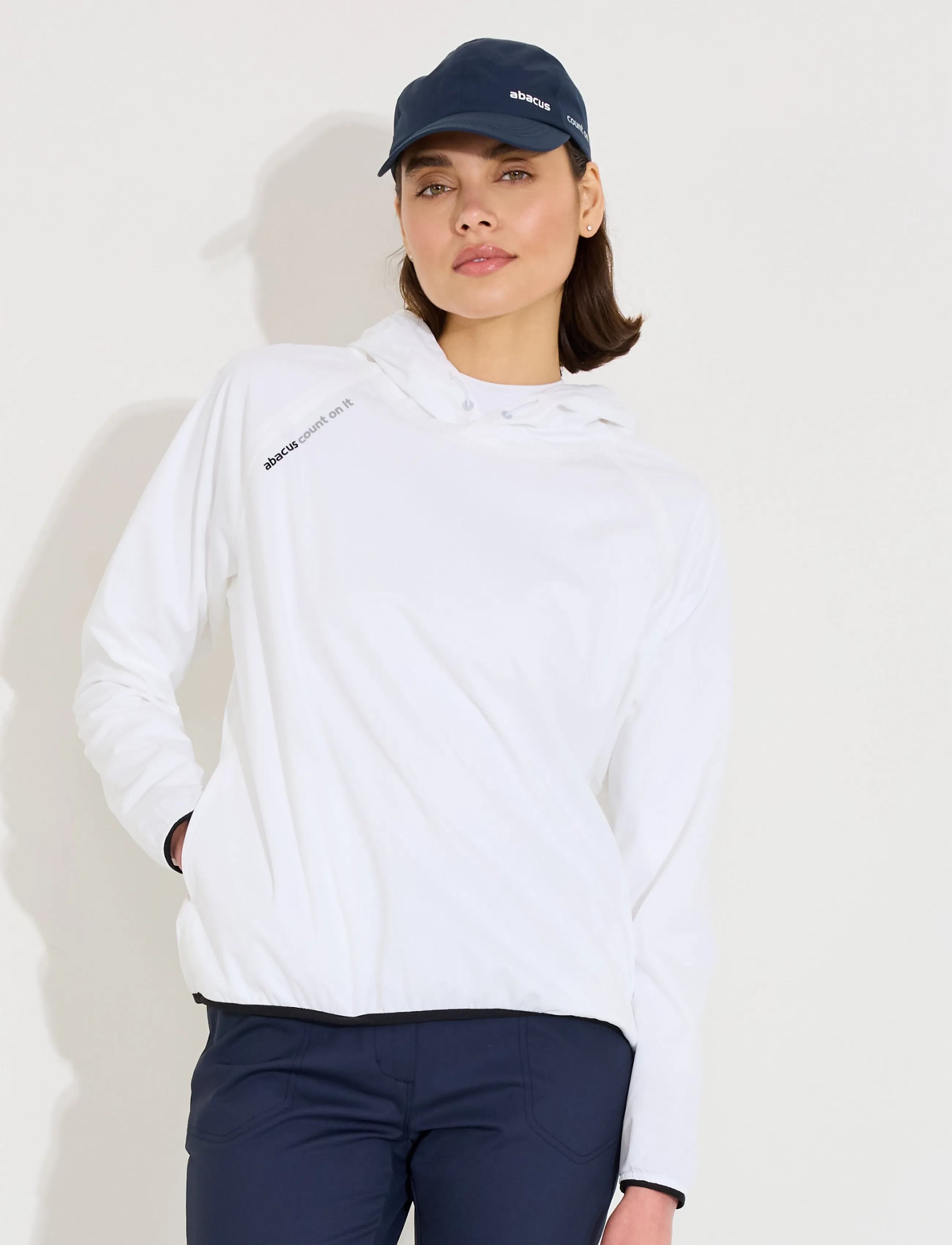 Abacus Lds Bounce Waterproof Hoodie, S, White, Sweatshirts & Hættetrøjer > Hættetrøjer, Dame