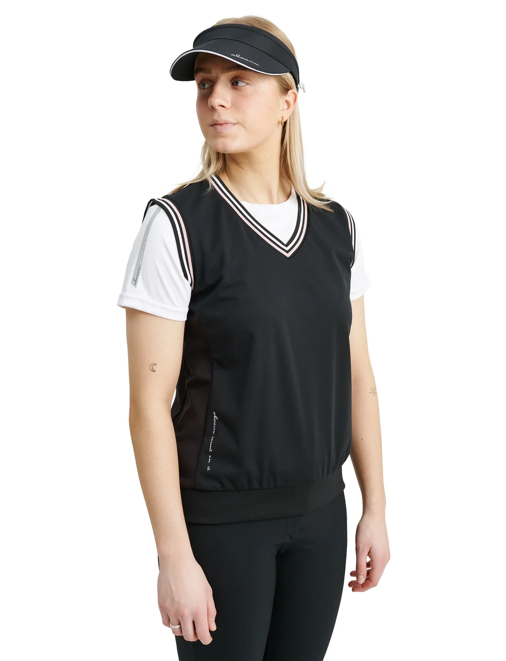 Abacus - Lds Dornoch hybrid vest - toppar & t-shirts - black/begonia - 0