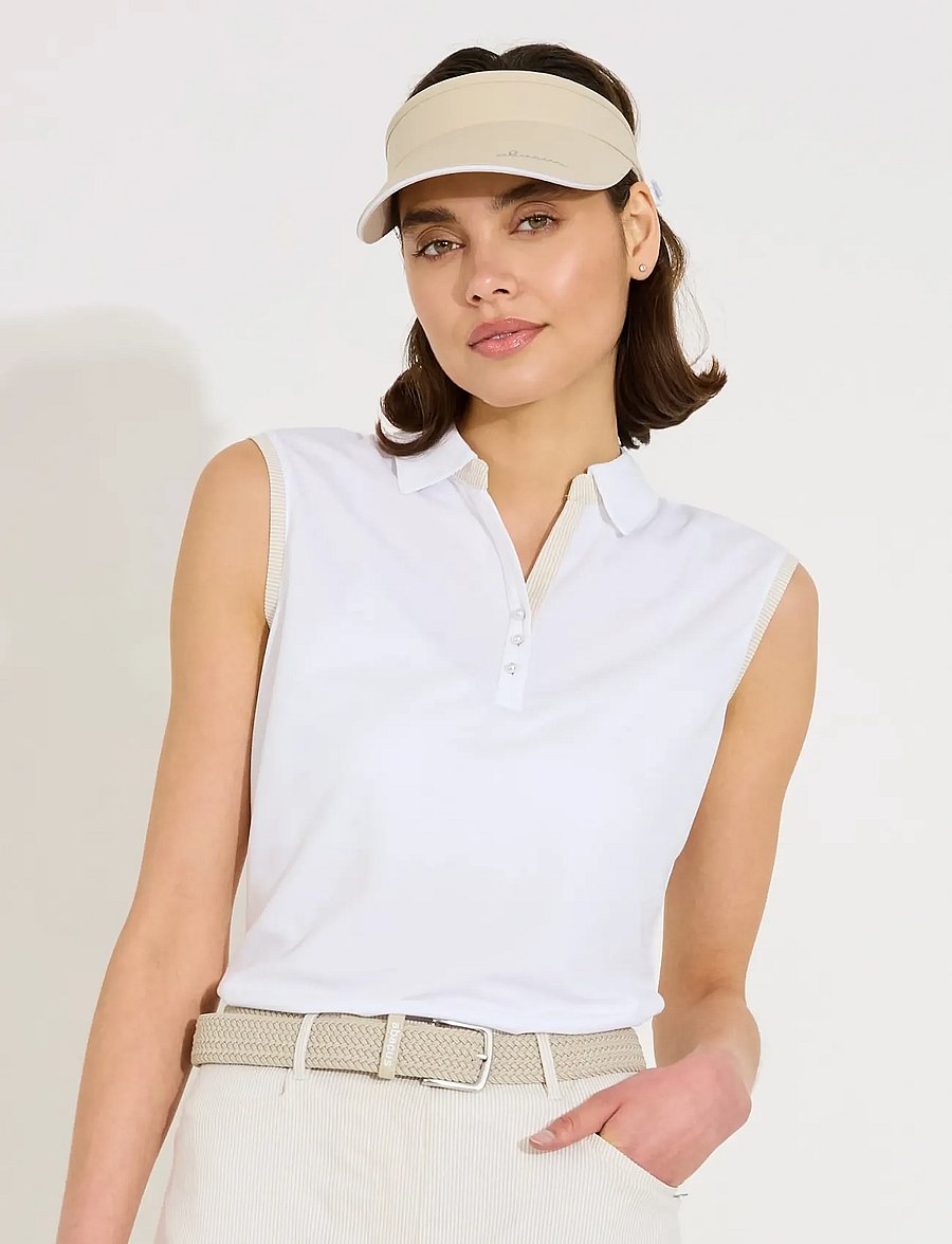 Abacus - Lds Bovey drycool sleeveless - oberteile & t-shirts - white/lt.sand - 0