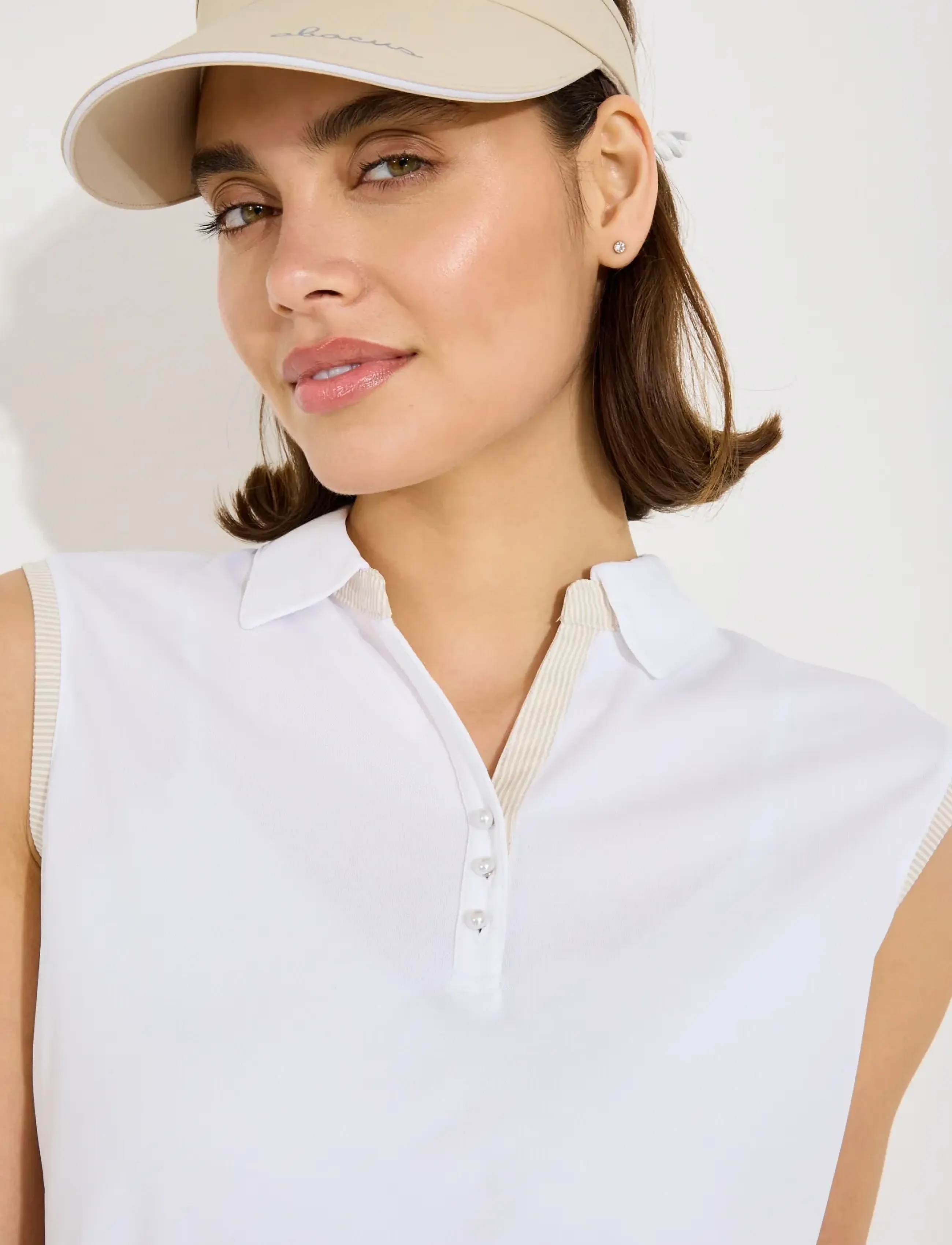 Abacus - Lds Bovey drycool sleeveless - polos - white/lt.sand - 4