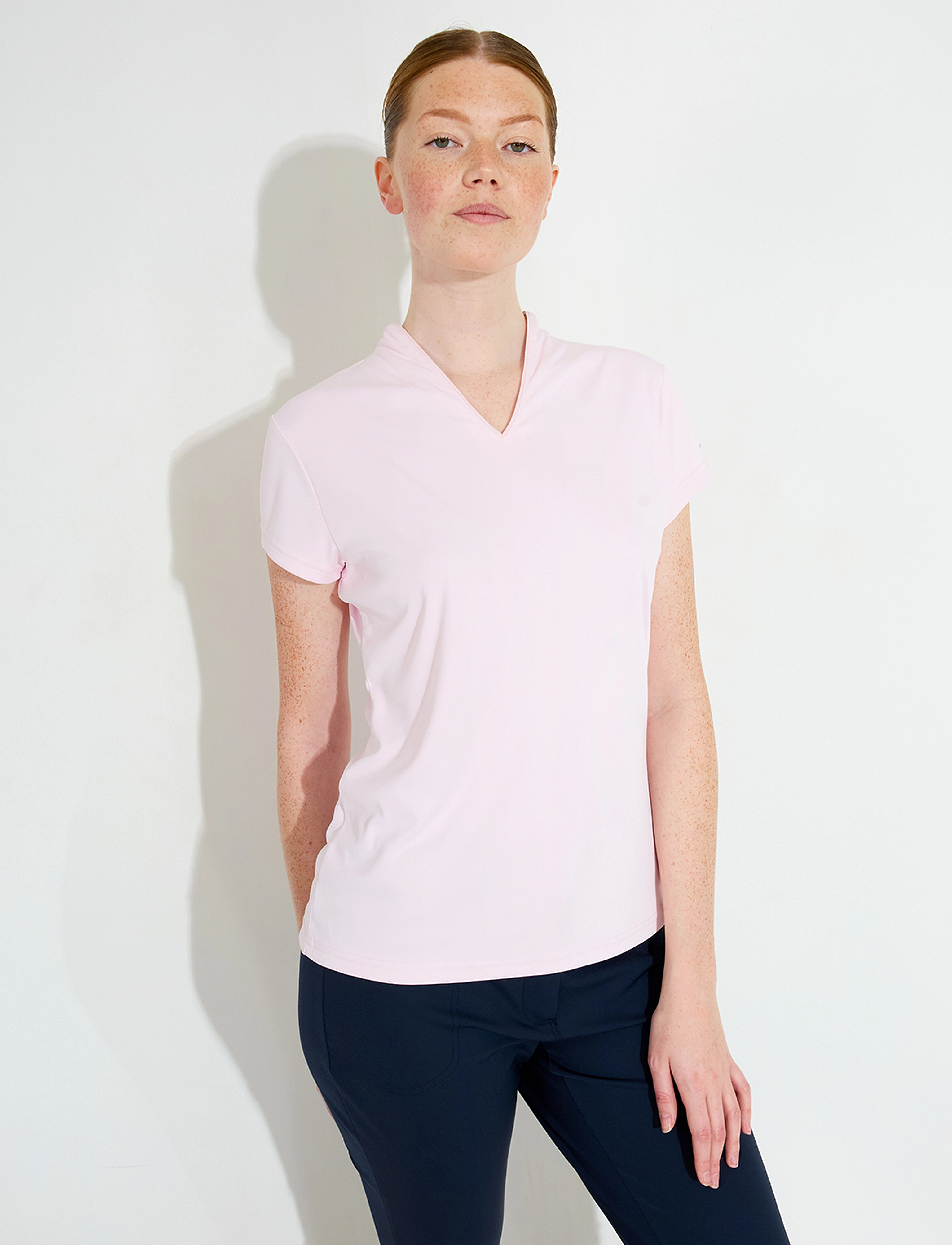 Abacus Lds Hammel Recycled Cupsleeve, Kvinder, V-Hals Poloshirt, Pink, Str: XS