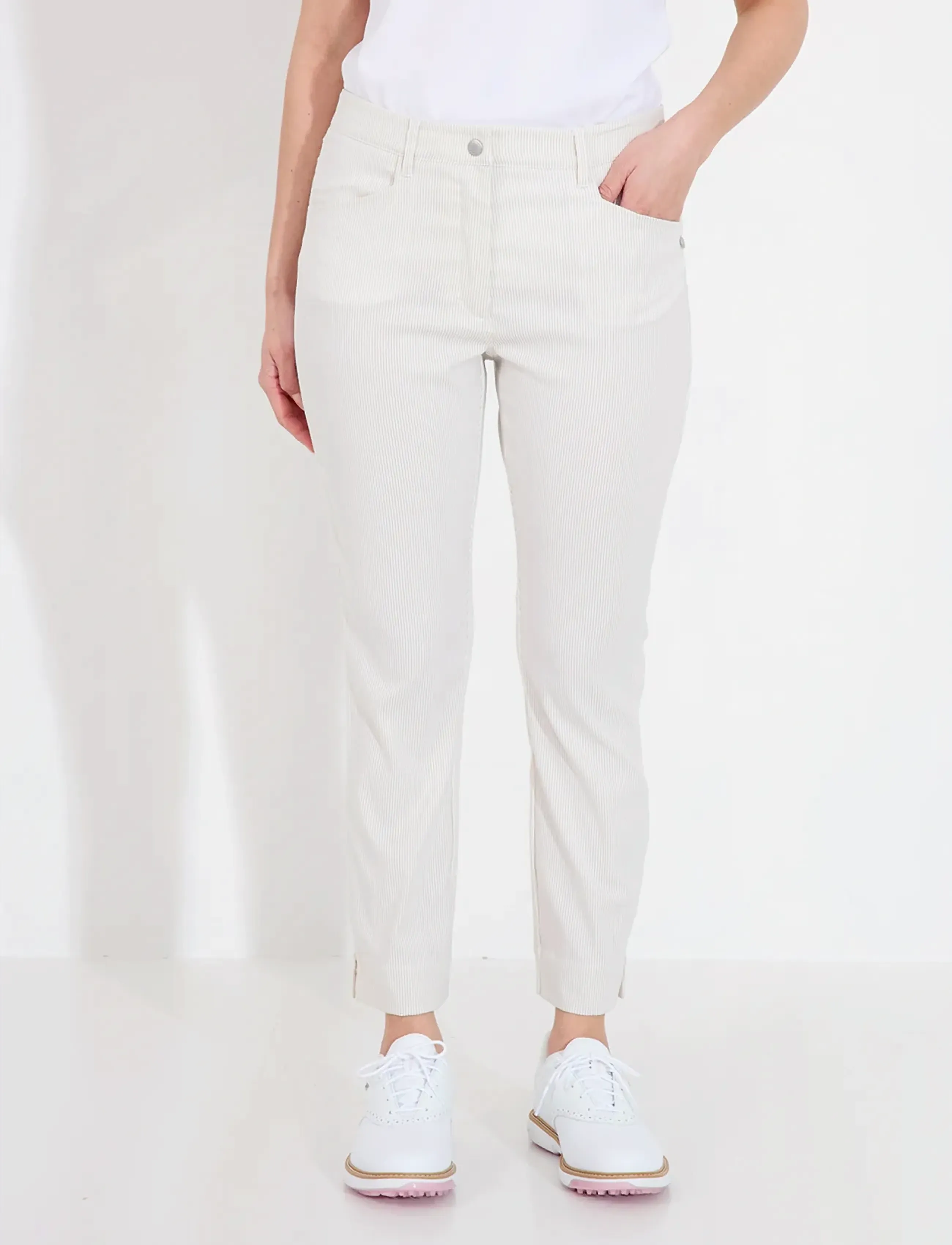 Abacus Lds Bovey 7/8 Trousers, 38, Sport Pants, Creme - Golf Frauen
