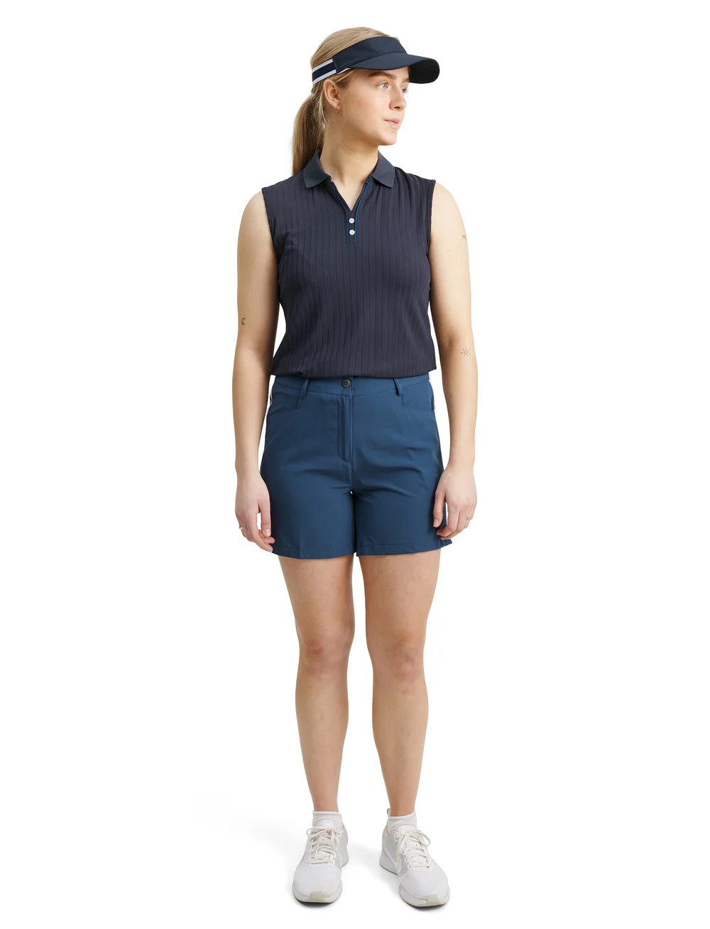 Abacus - Lds Brook stripe shorts - golfshorts - peacock blue - 0