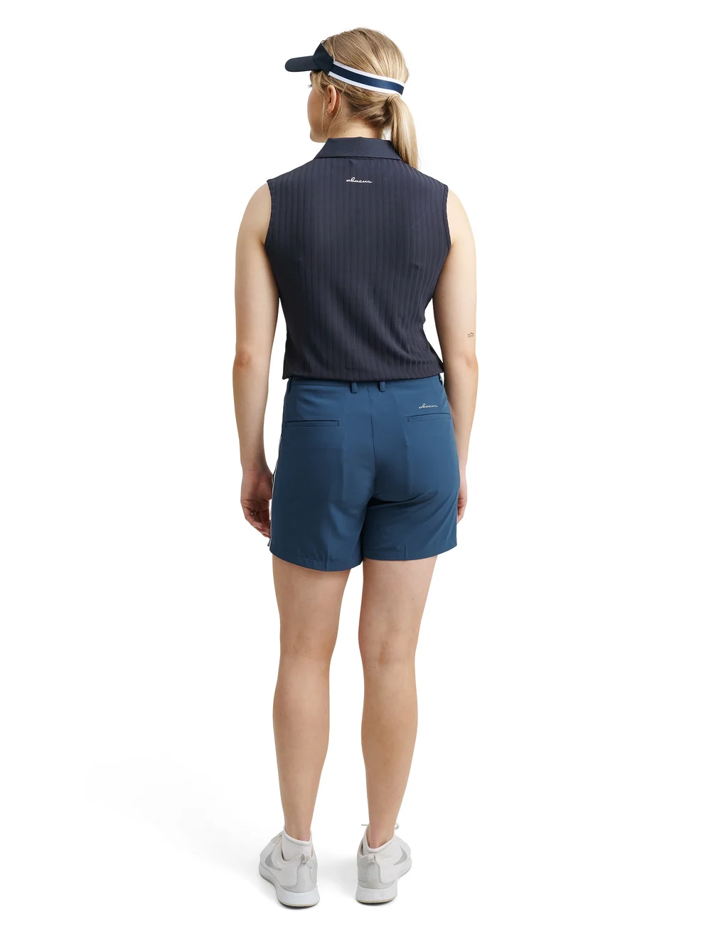 Abacus - Lds Brook stripe shorts - golfshorts - peacock blue - 2