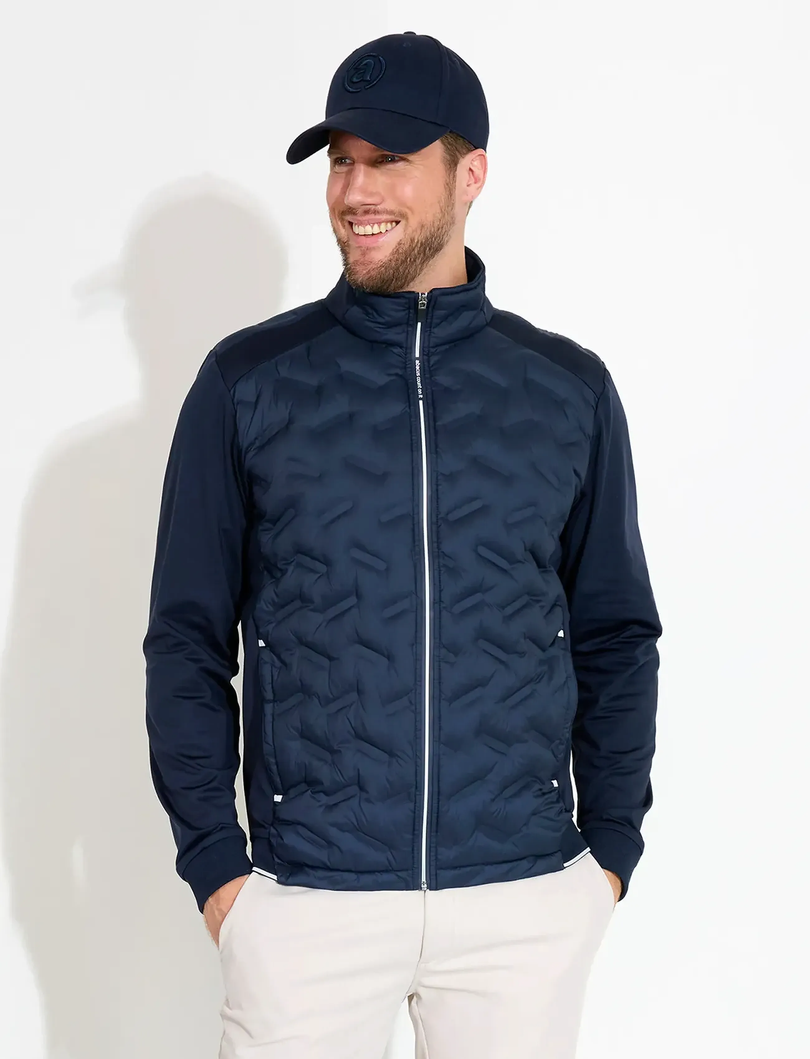 Abacus Mens Portrush Hybrid Jacket, S, Sport Jackets, Marineblau - Golf Männerswear