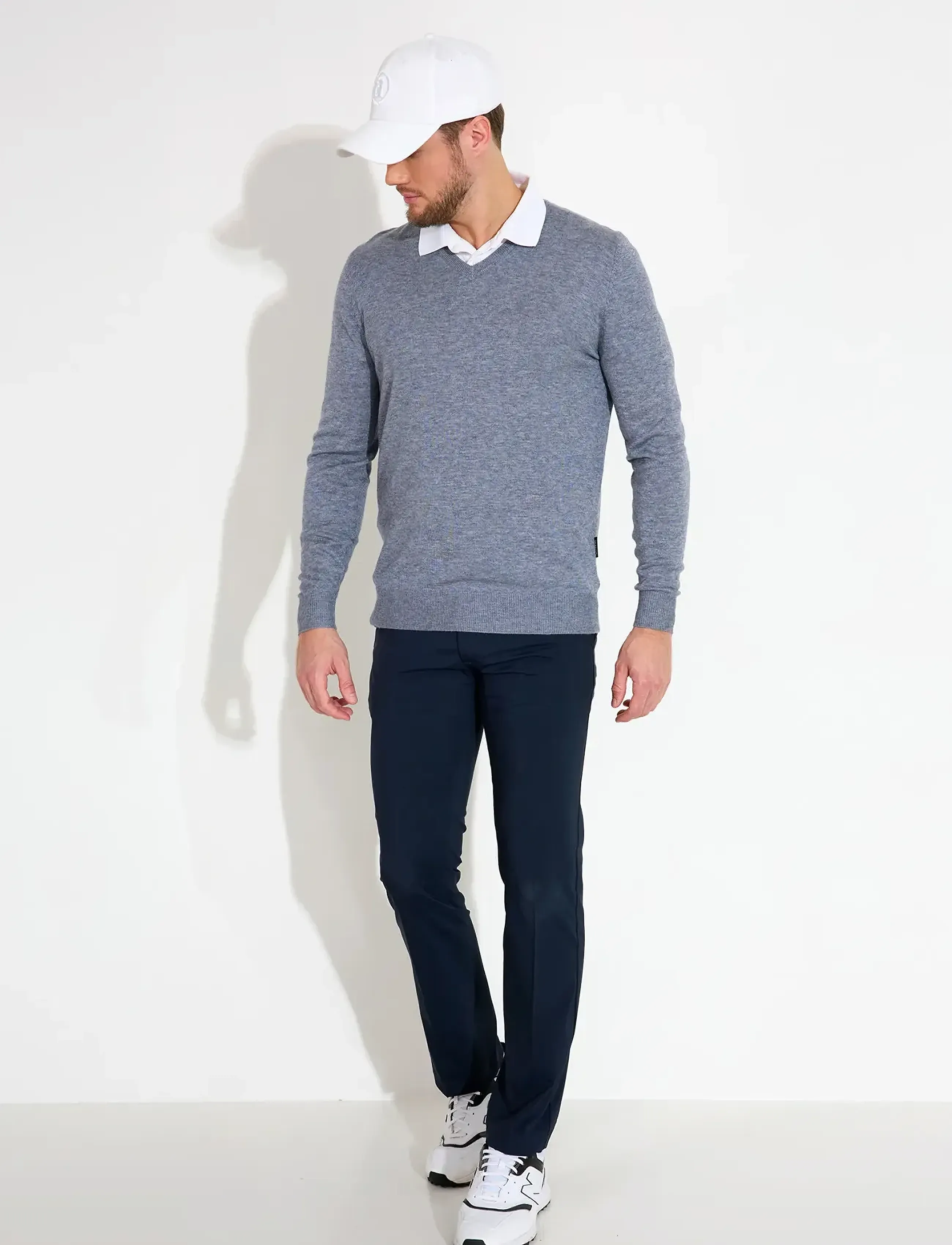 Abacus - Mens Liffin V-neck pullover - greymelange - 4