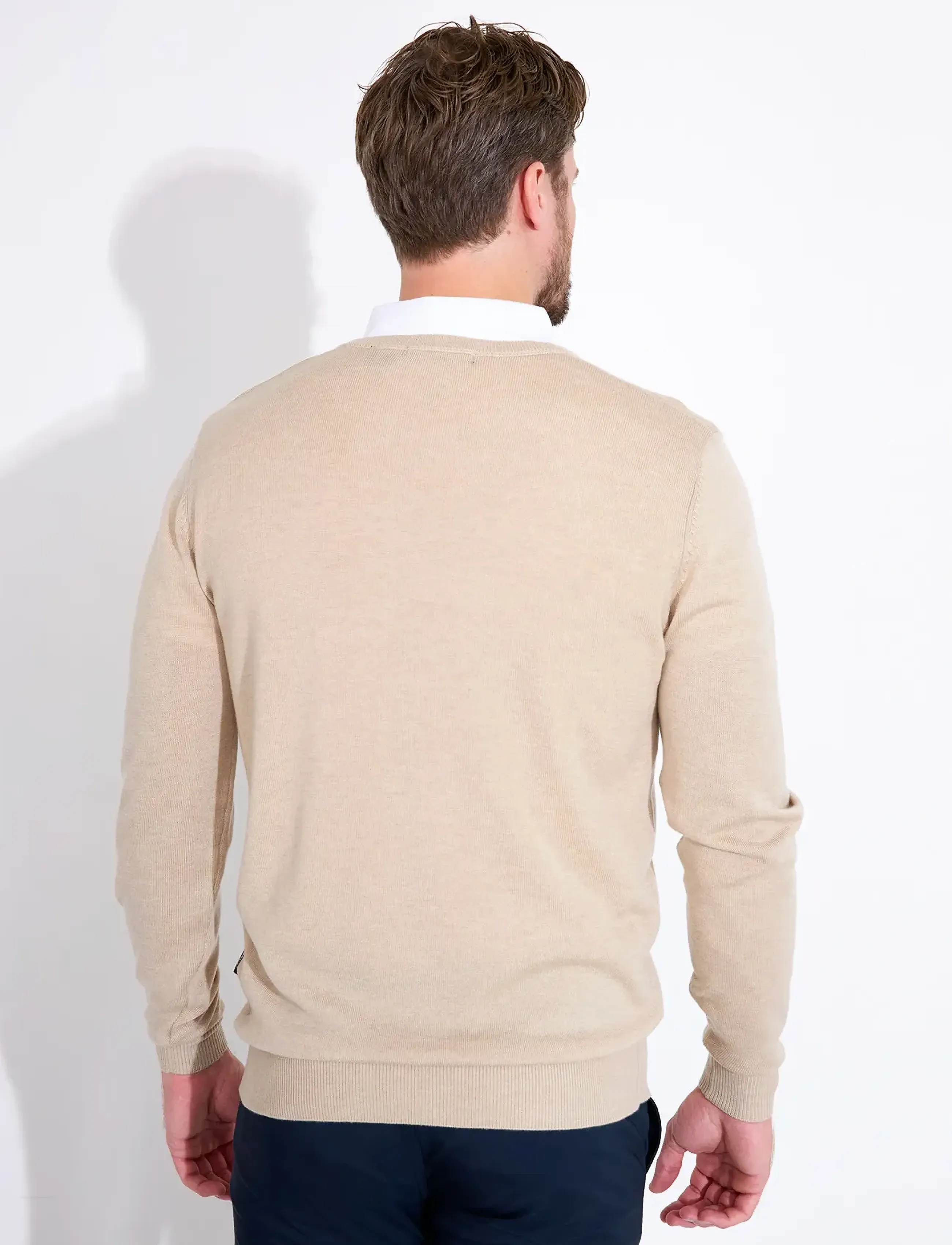 Abacus - Mens Liffin V-neck pullover - sandshell - 3