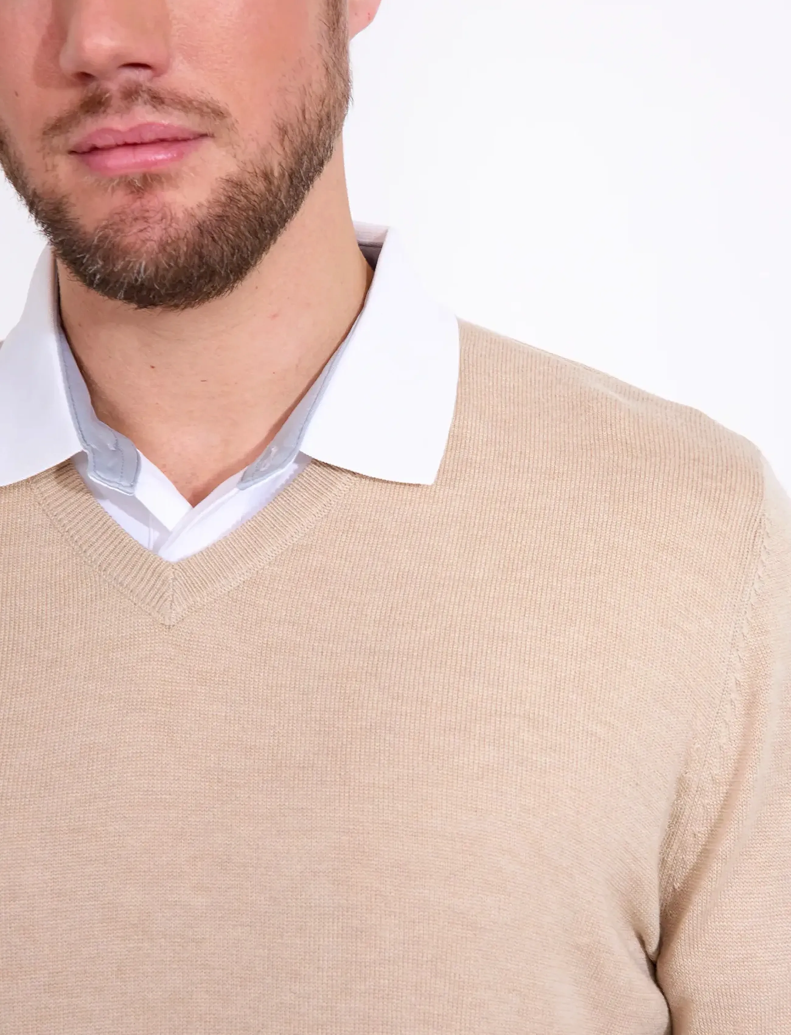 Abacus - Mens Liffin V-neck pullover - sandshell - 5