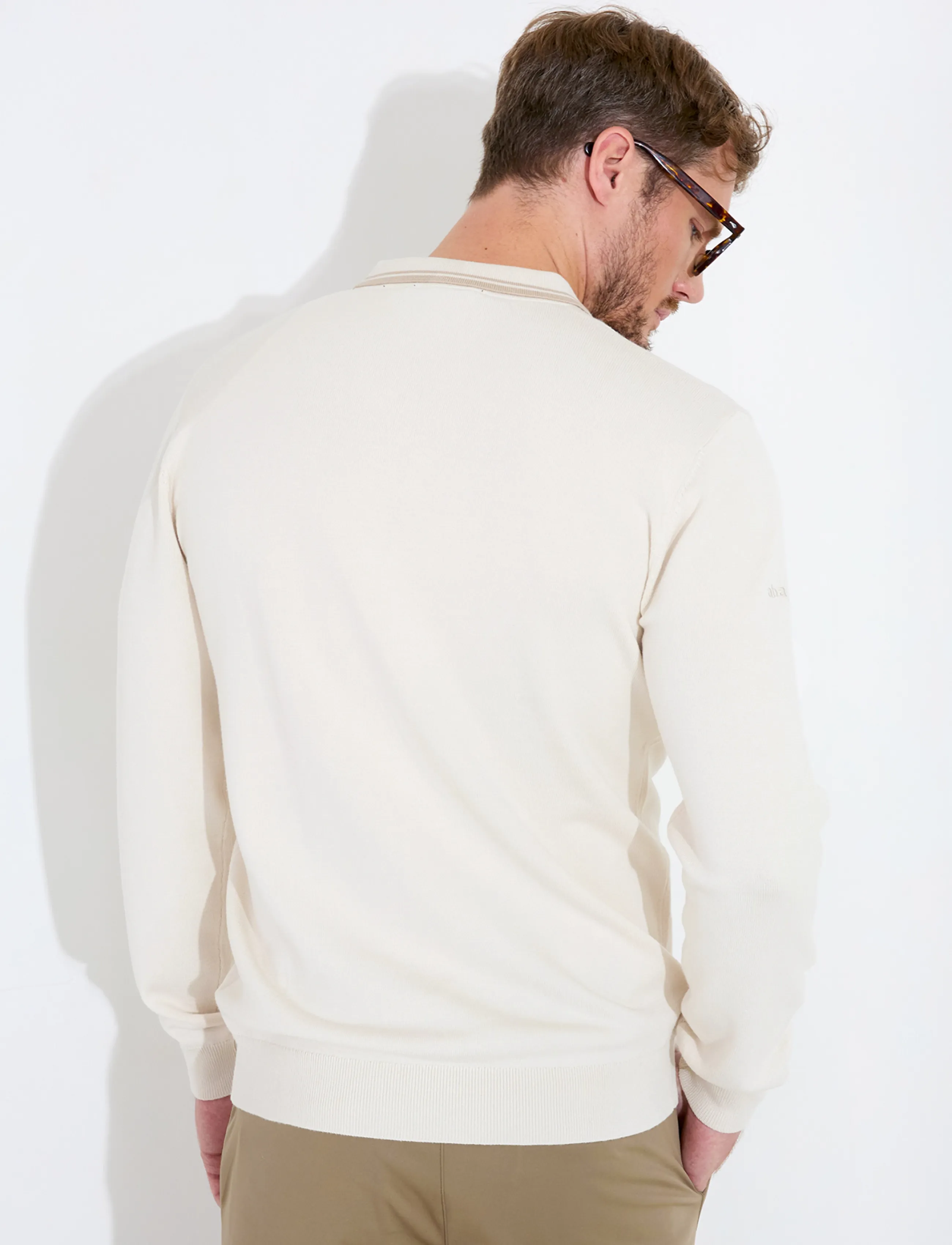 Abacus - Mens Niblick longsleeve polo - toppe & t-shirts - clam - 2