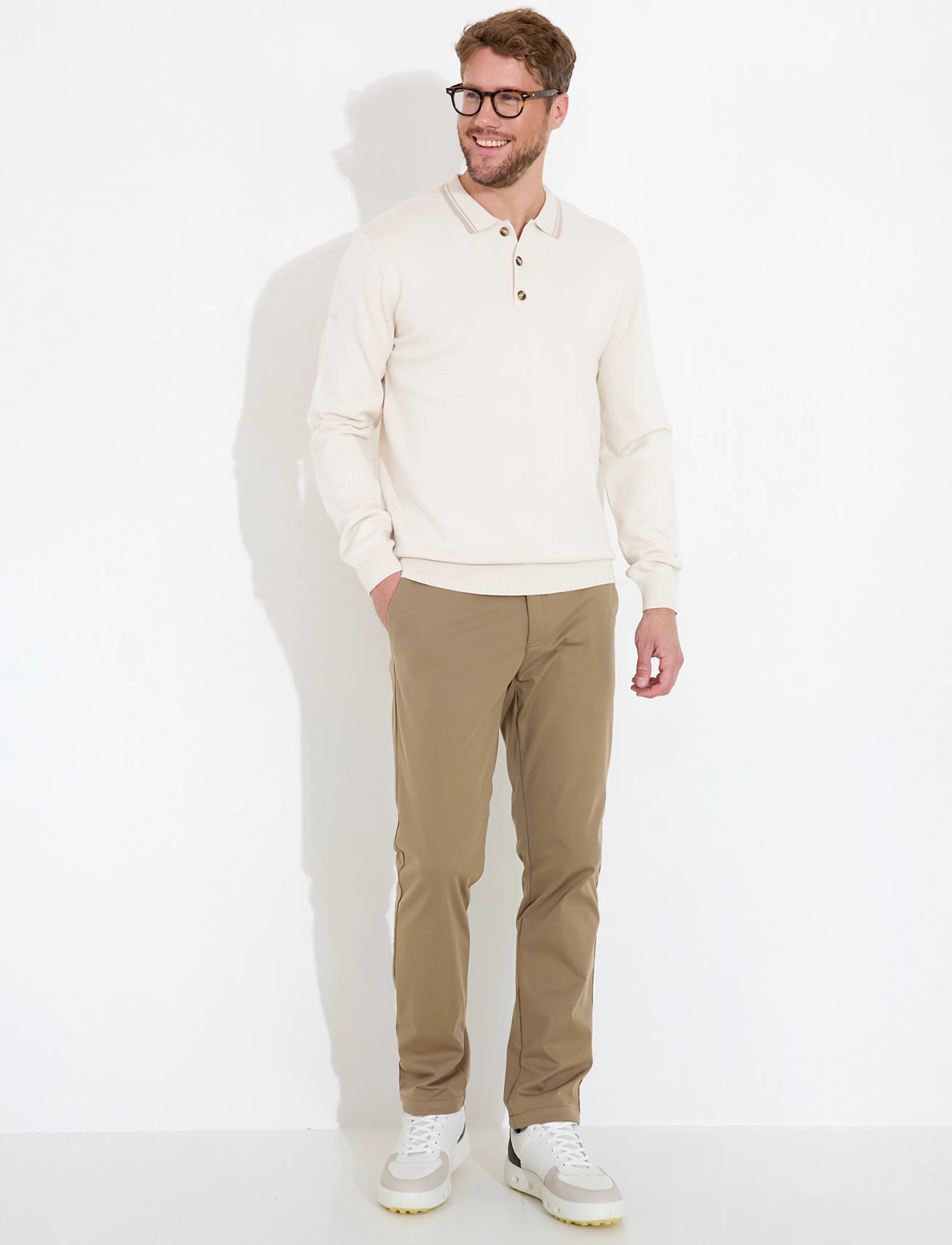 Abacus - Mens Niblick longsleeve polo - toppe & t-shirts - clam - 3