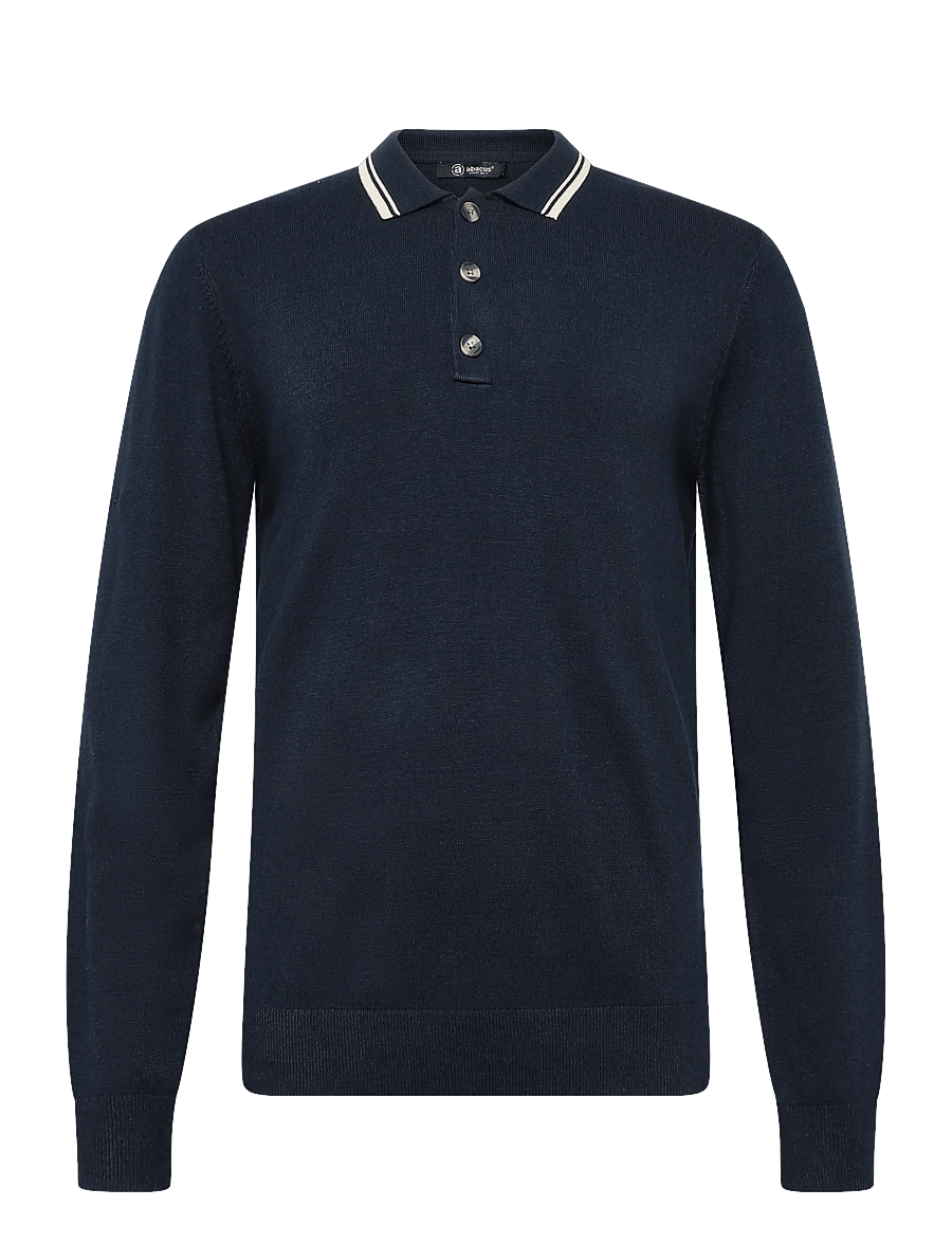 Abacus - Mens Niblick longsleeve polo - toppar & t-shirts - navy - 1