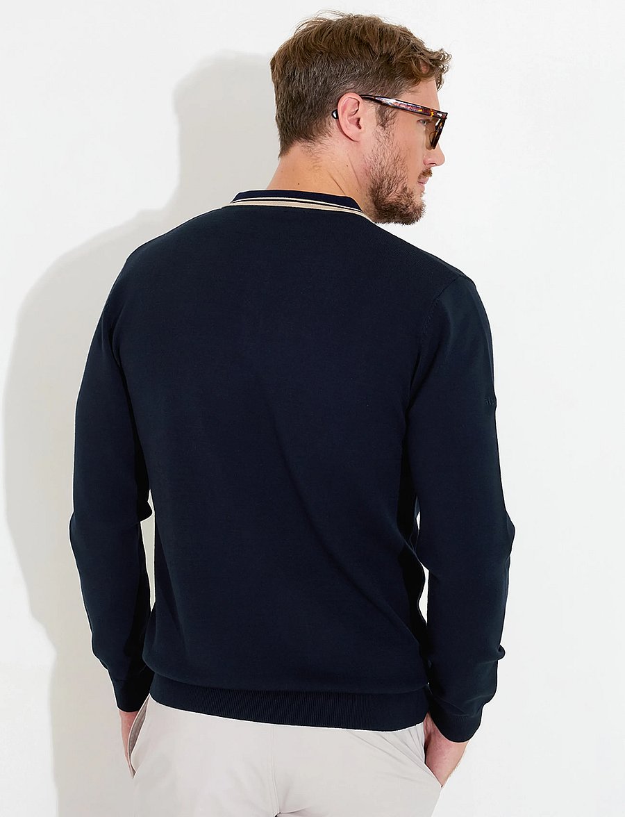 Abacus - Mens Niblick longsleeve polo - toppar & t-shirts - navy - 2