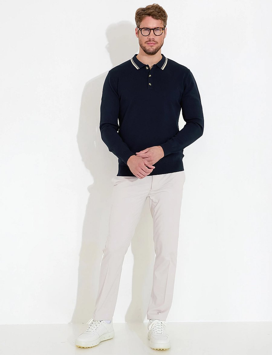 Abacus - Mens Niblick longsleeve polo - toppar & t-shirts - navy - 3
