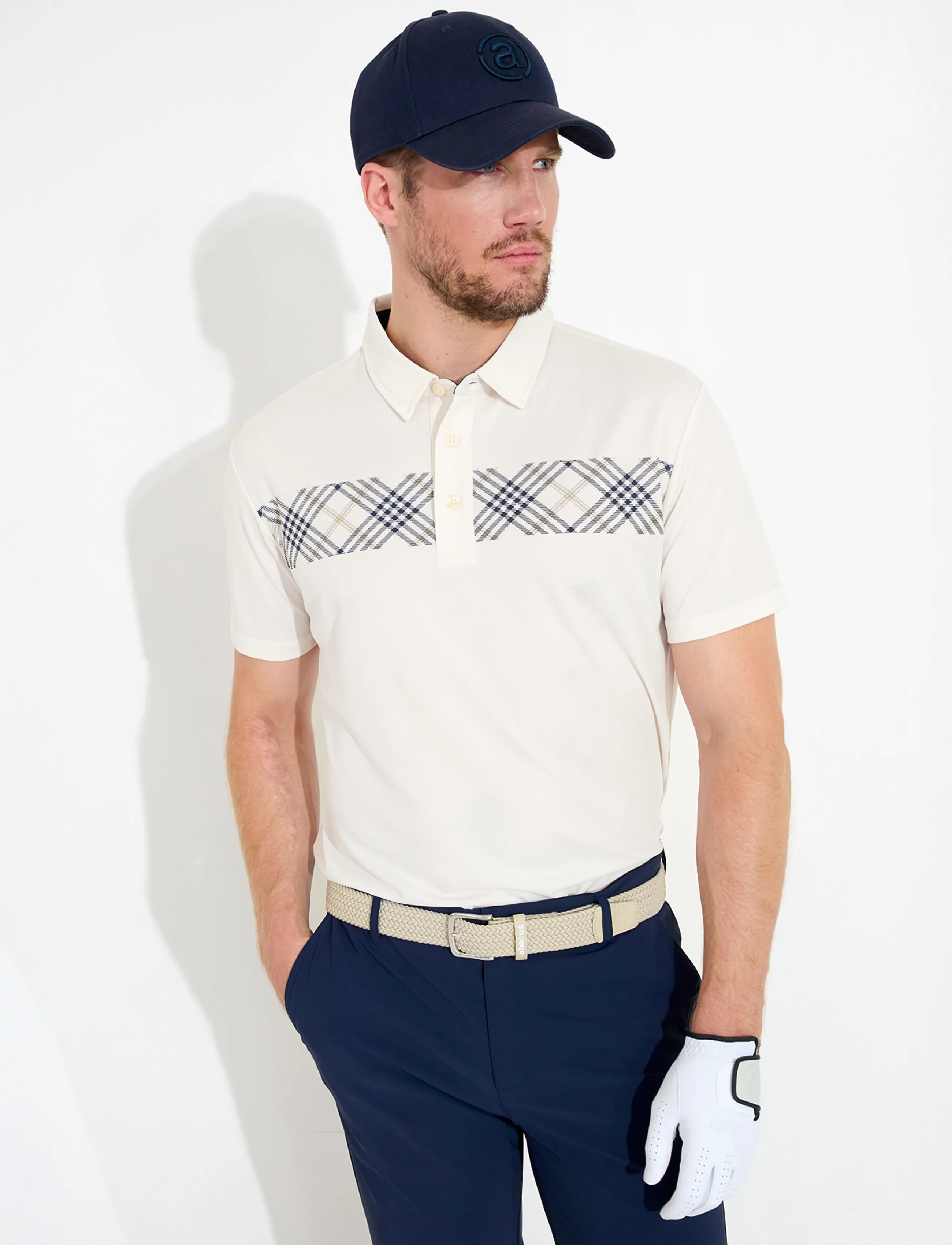 Abacus Mens Cape Drycool Polo, Mænd, Ternet Poloshirt, Cream, Str: S