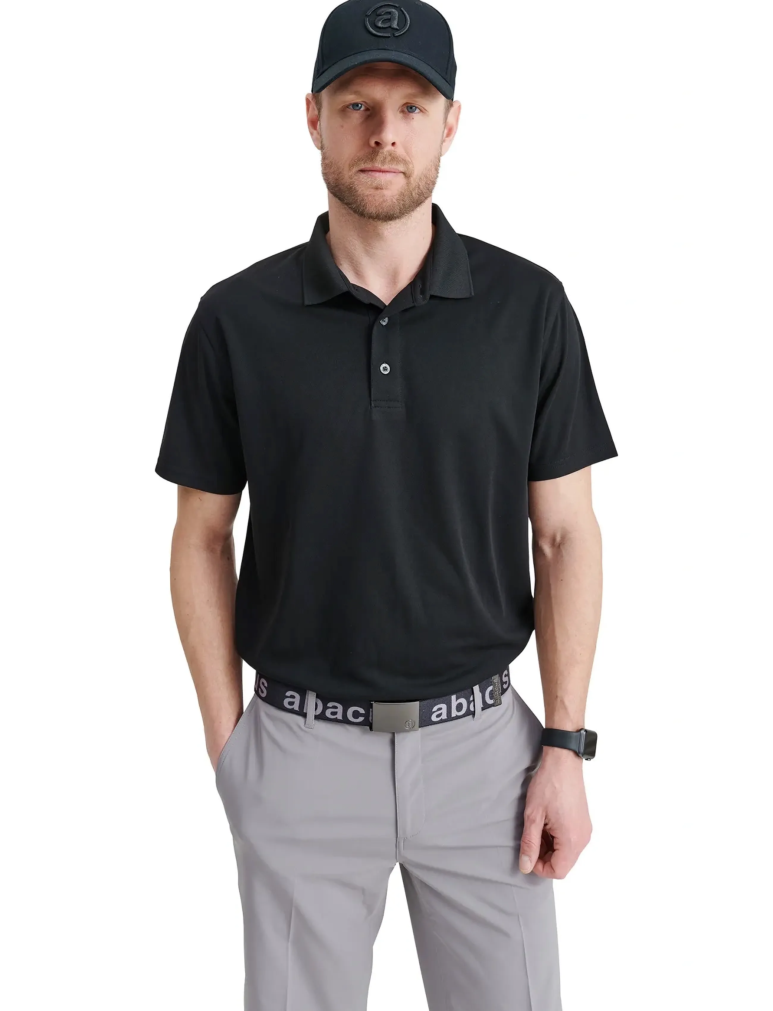 Abacus Mens Cray Drycool Polo, Mænd, Polo T-shirt, Sort, Str: L
