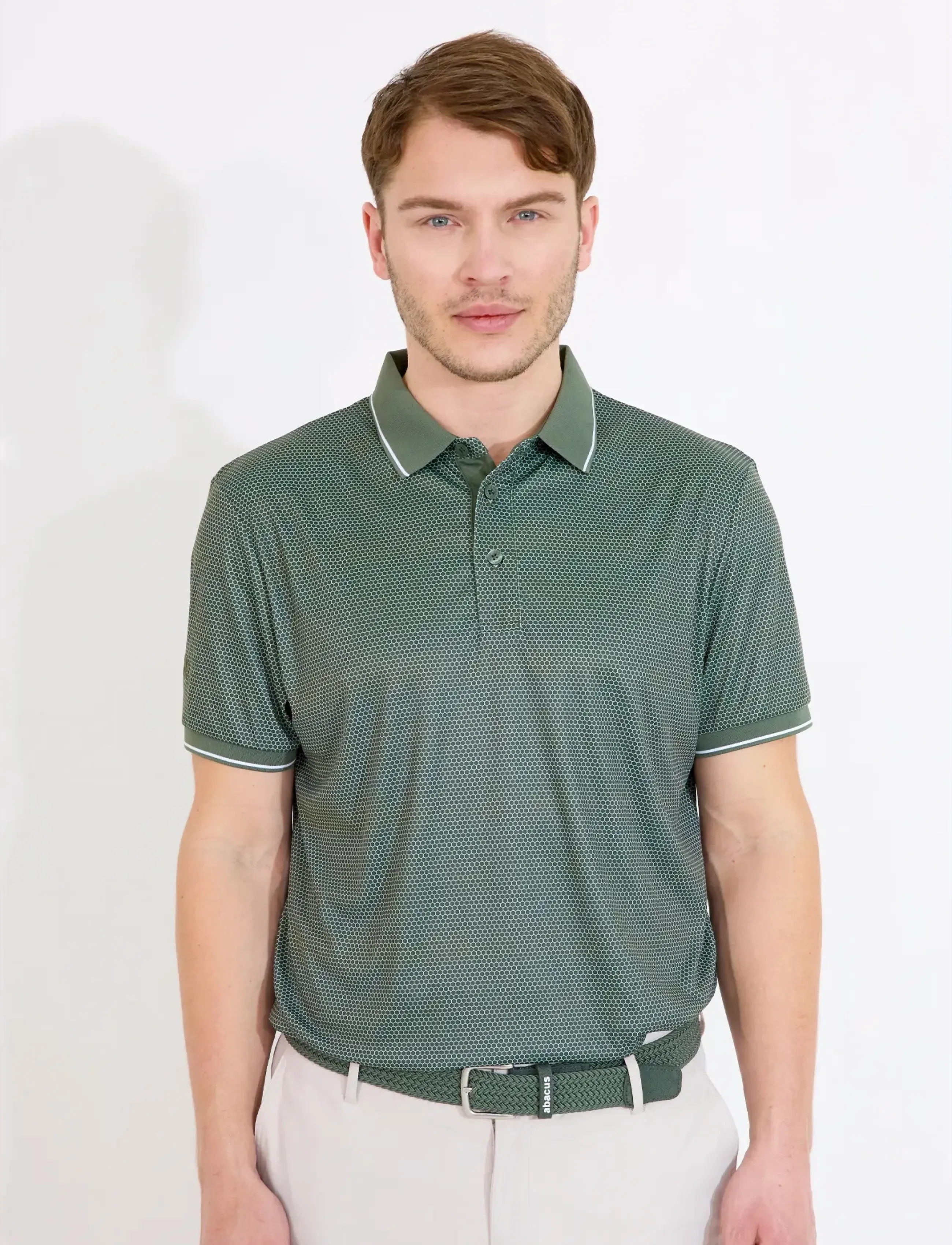 Abacus Mens Headfort Drycool Polo, Mænd, Polo T-shirt, Kakigrøn, Str: L