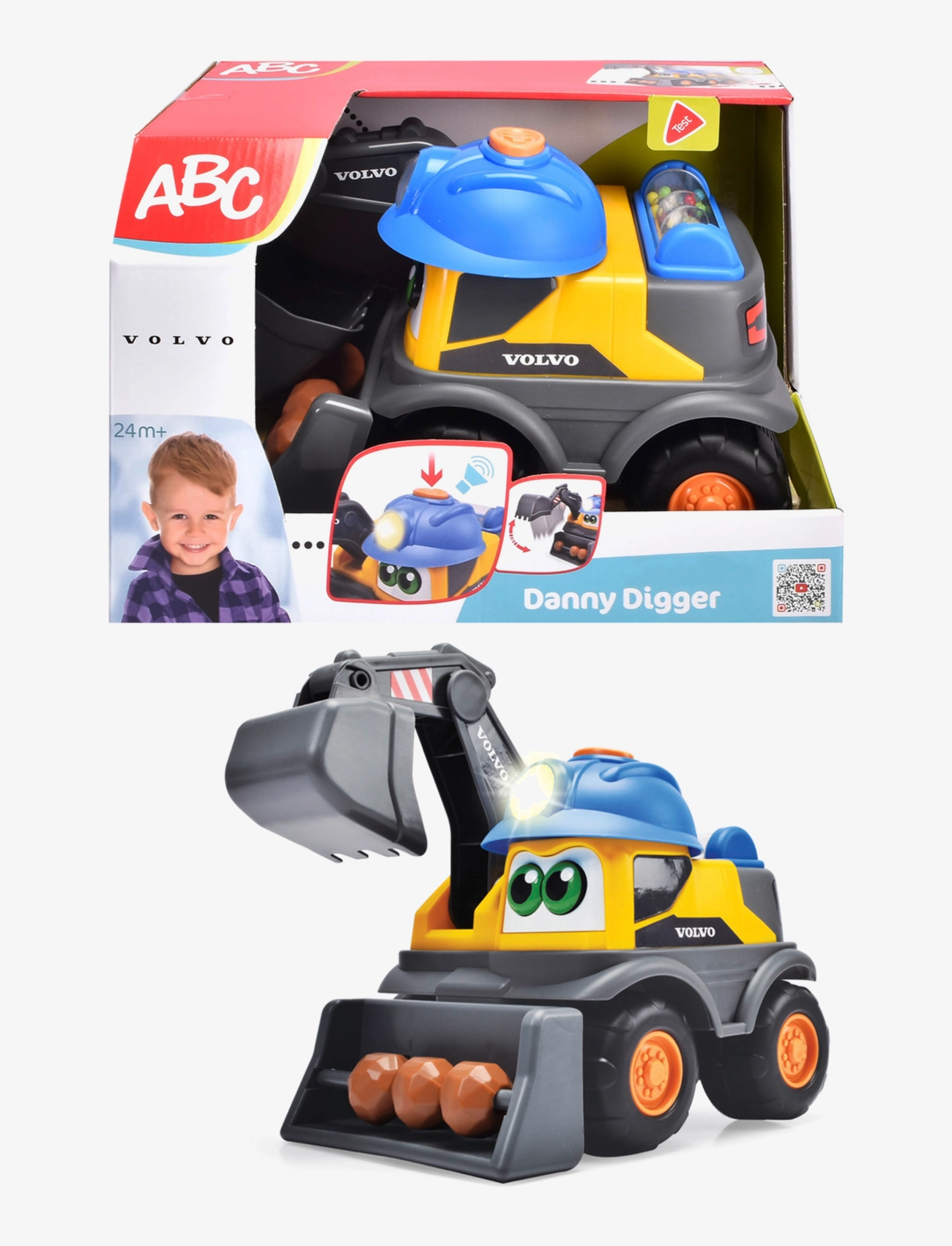 ABC - ABC Danny Digger Volvo Excavator, 25 cm - kuorma-autot - yellow - 1