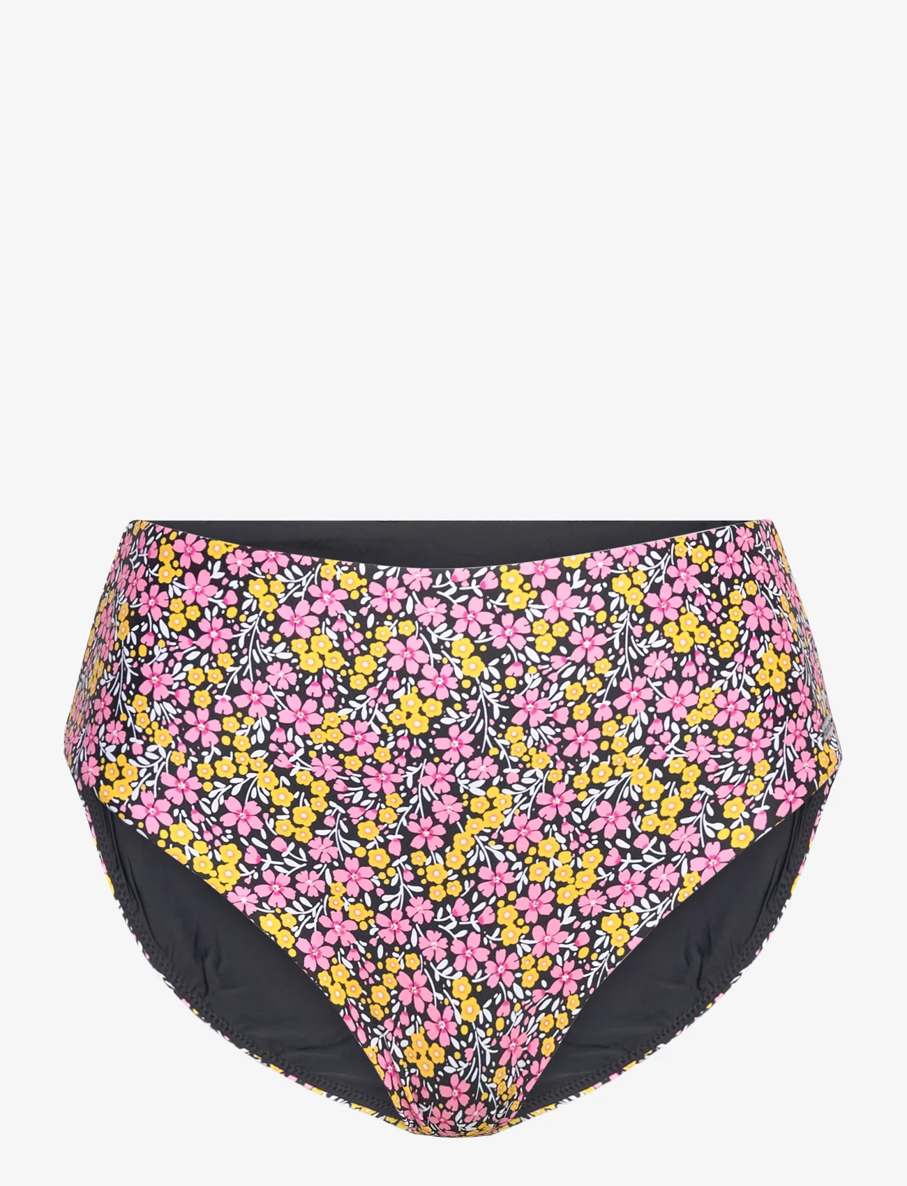 Abecita - Maui Maxi Brief, Flower - high waist bikini bottoms - black flowerprint - 0